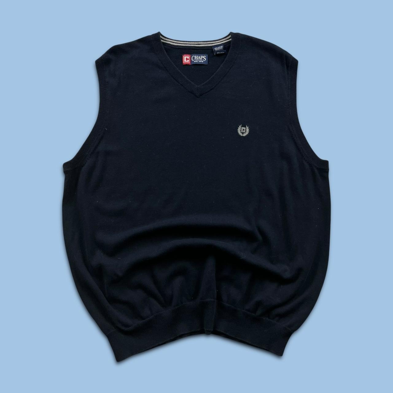 VINTAGE Y2K CHAPS KNITTED SWEATER VEST NAVY