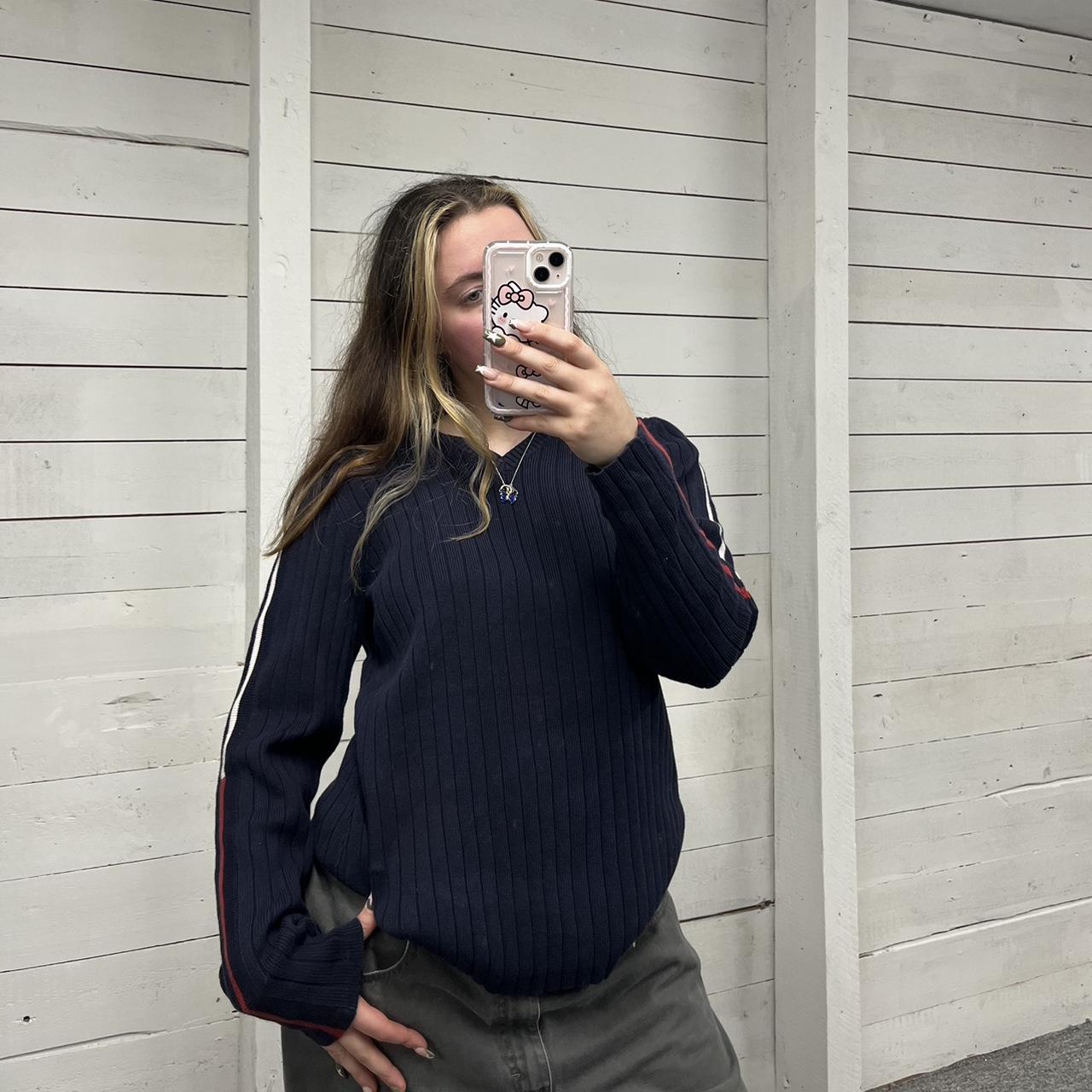 VINTAGE Y2K TOMMY HILFIGER CHUNKY RIBBED KNITTED JUMPER NAVY