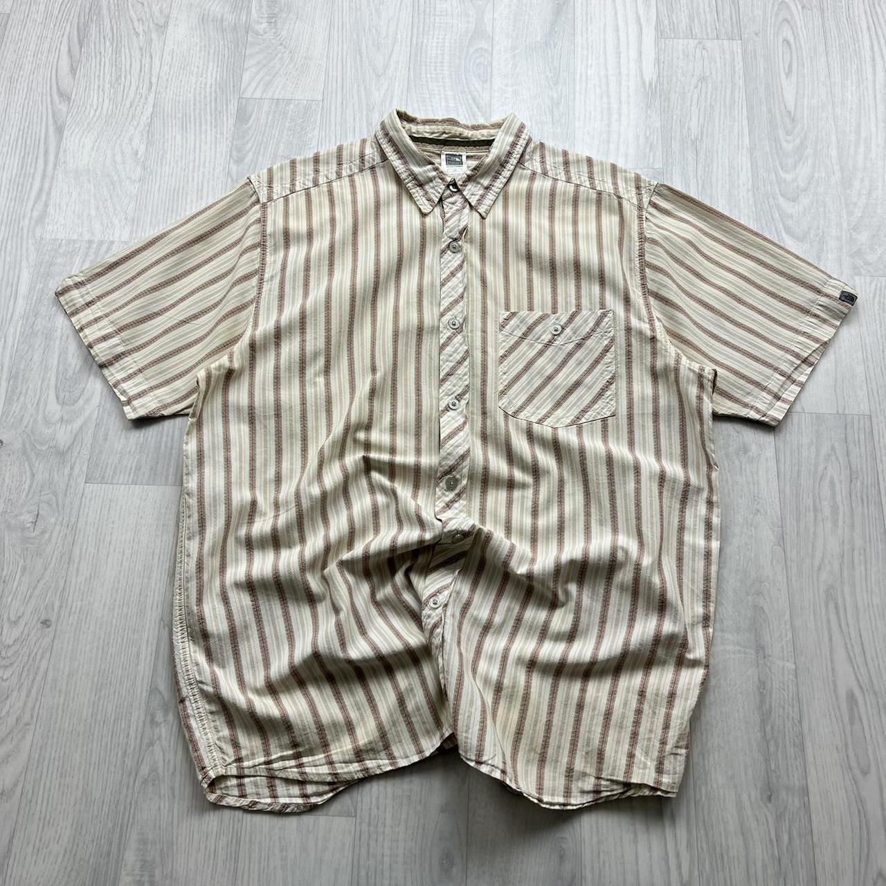 VINTAGE Y2K THE NORTH FACE STRIPED SHORT SLEEVE SHIRT CREAM