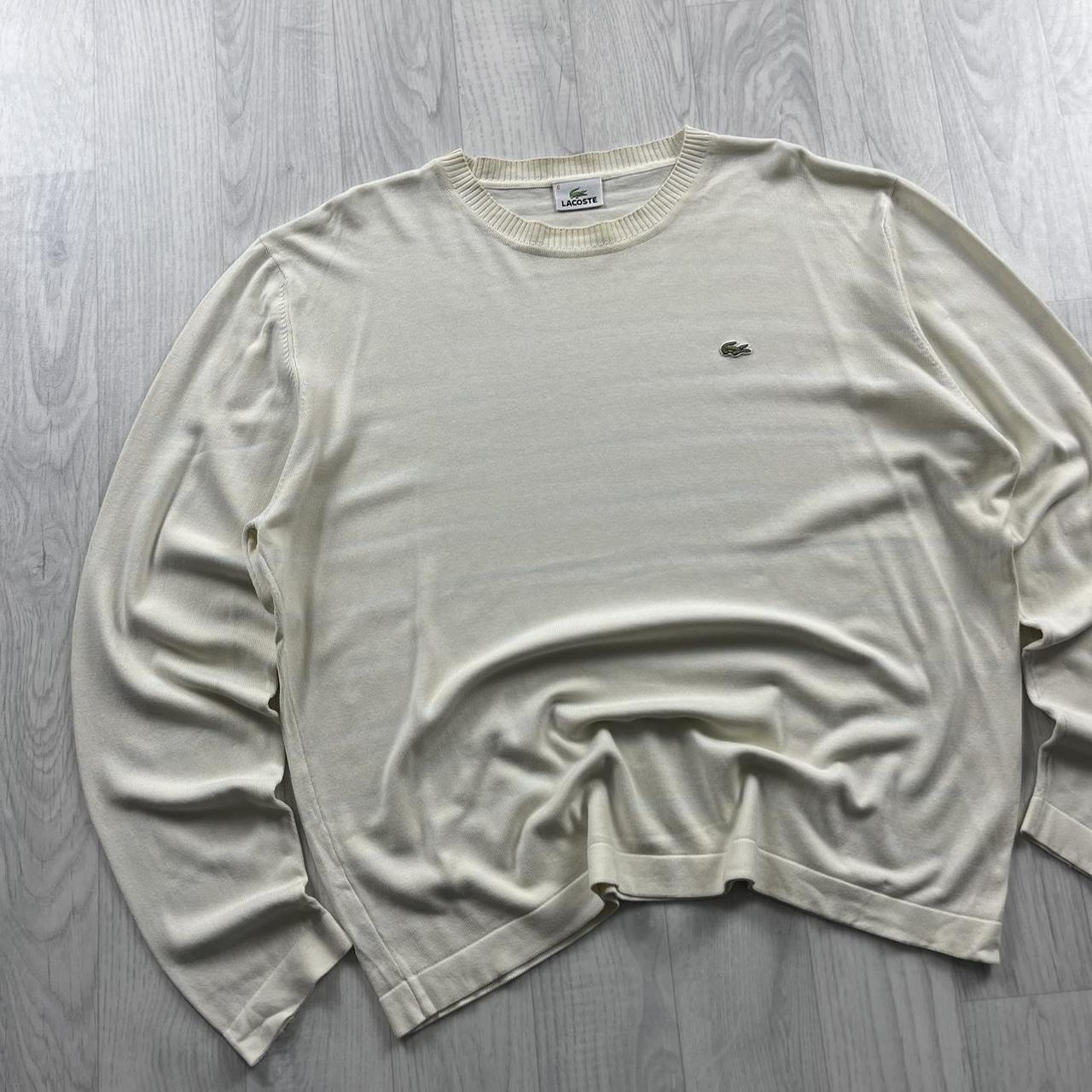 VINTAGE Y2K LACOSTE THIN STRIPED KNITTED JUMPER YELLOW