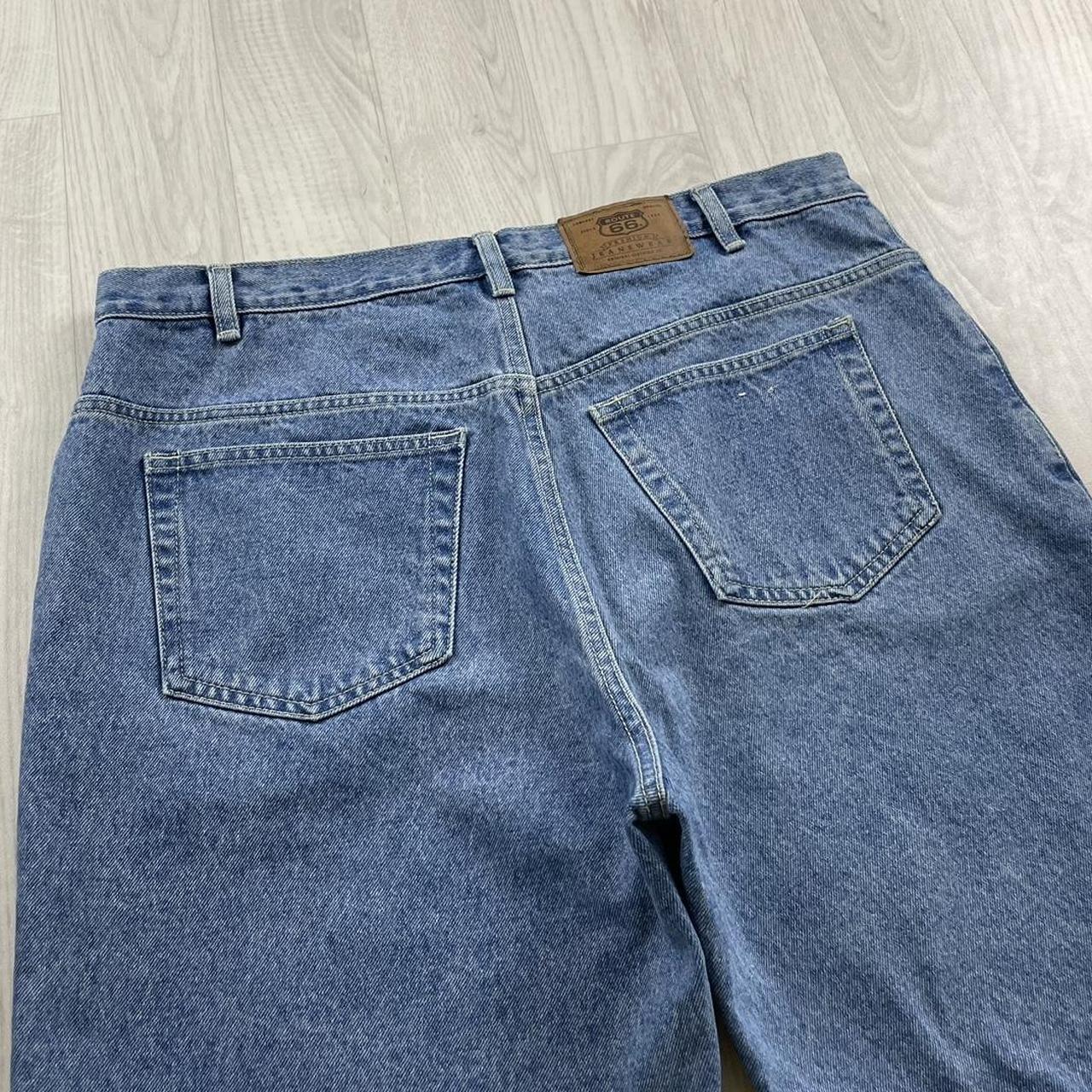 VINTAGE ROUTE 66 BAGGY LOOSE SKATER JORTS BLUE (38w)