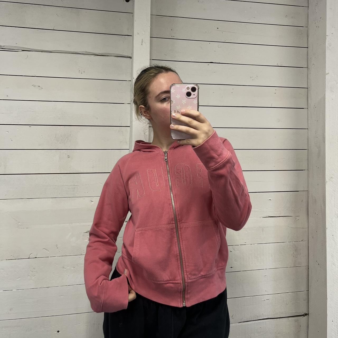 VINTAGE Y2K FCUK SPELL OUT ZIP UP HOODIE PINK