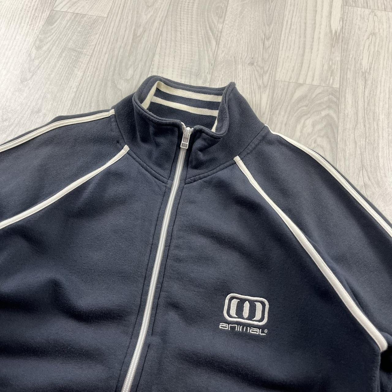 VINTAGE Y2K ANIMAL STRIPED ZIP SWEATSHIRT NAVY