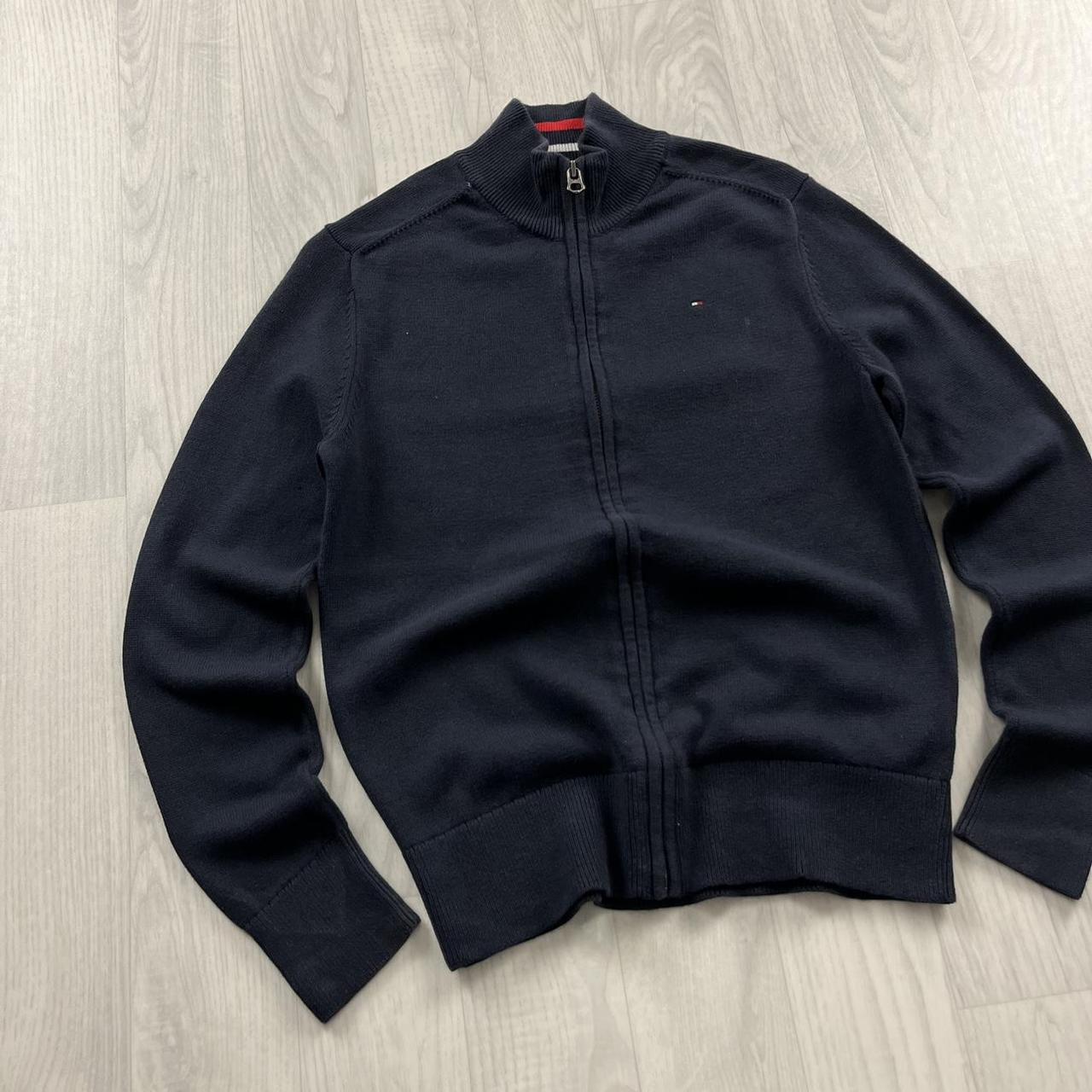 VINTAGE Y2K TOMMY HILFIGER ZIP KNITTED JUMPER NAVY