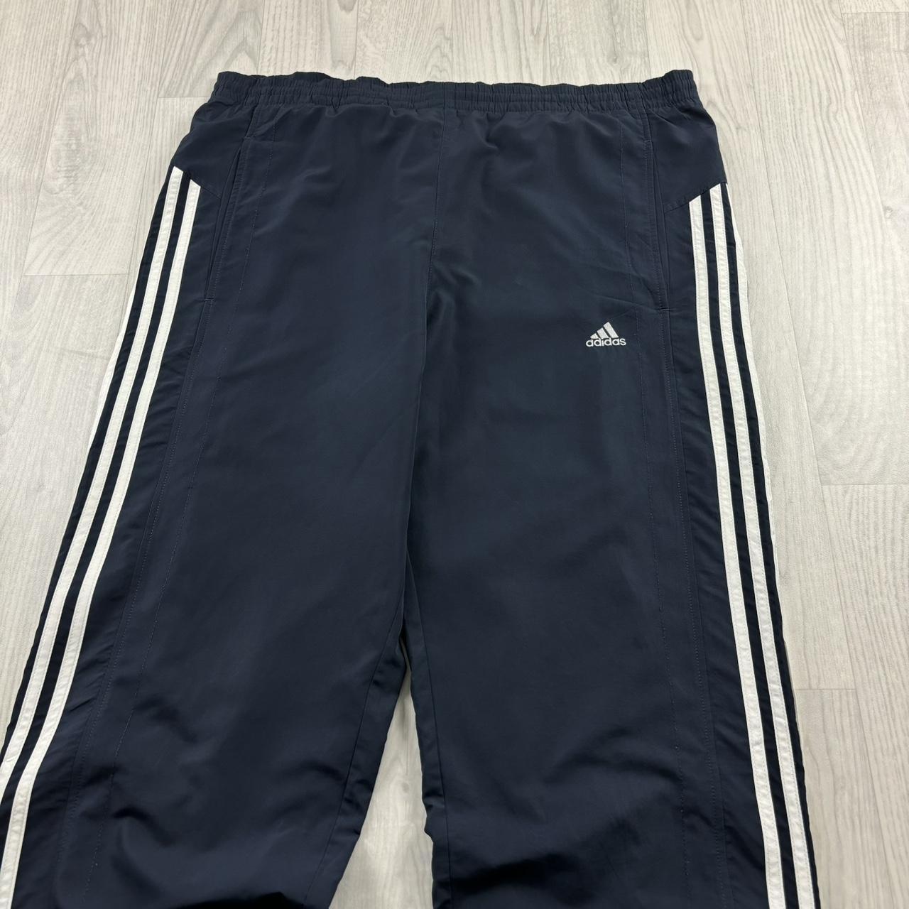 VINTAGE Y2K ADIDAS WIDE LEG BAGGY TRACKSUIT BOTTOMS NAVY