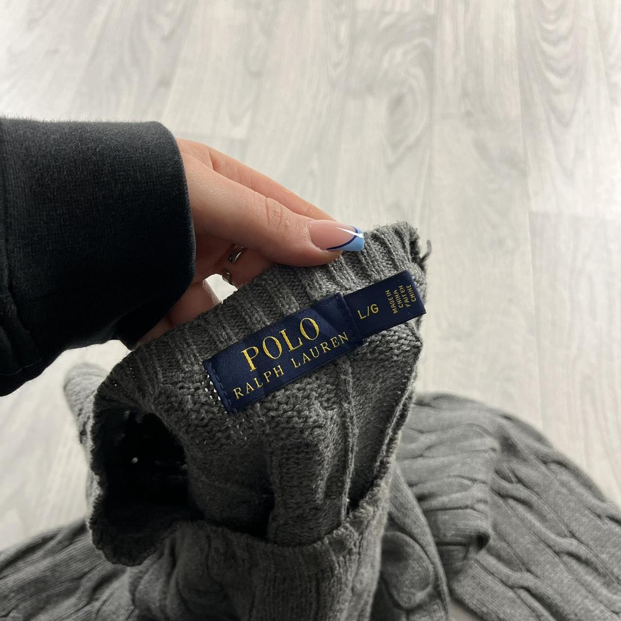 VINTAGE Y2K POLO RALPH LAUREN CHUNKY CABLE KNITTED JUMPER GREY