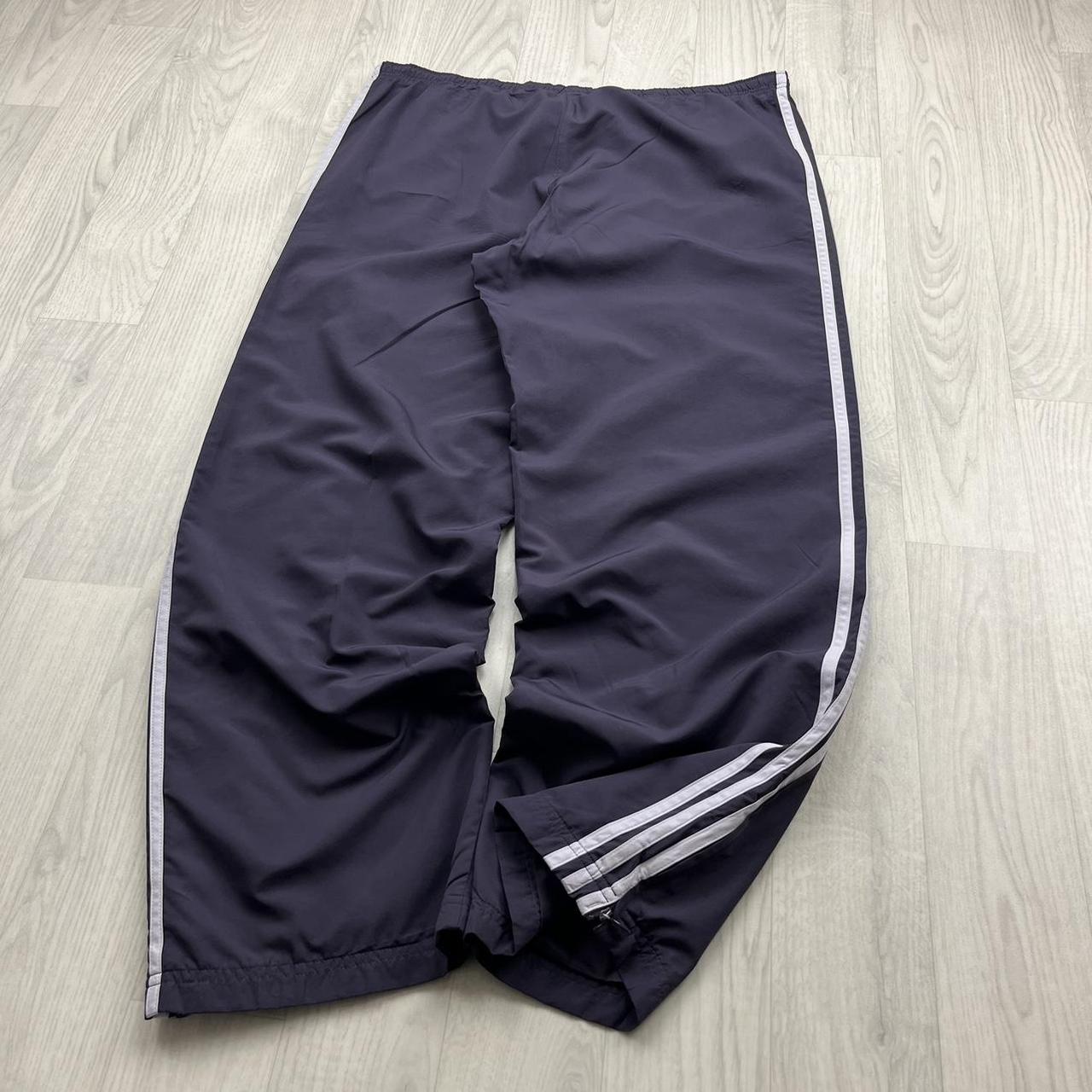 VINTAGE Y2K ADIDAS SIDE STRIPE BAGGY TRACKSUIT BOTTOMS PURPLE (L Ws)