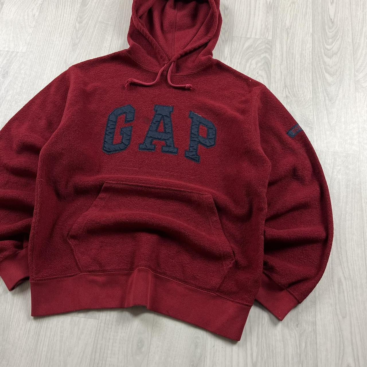 VINTAGE Y2K GAP FLEECE HOODIE BURGUNDY