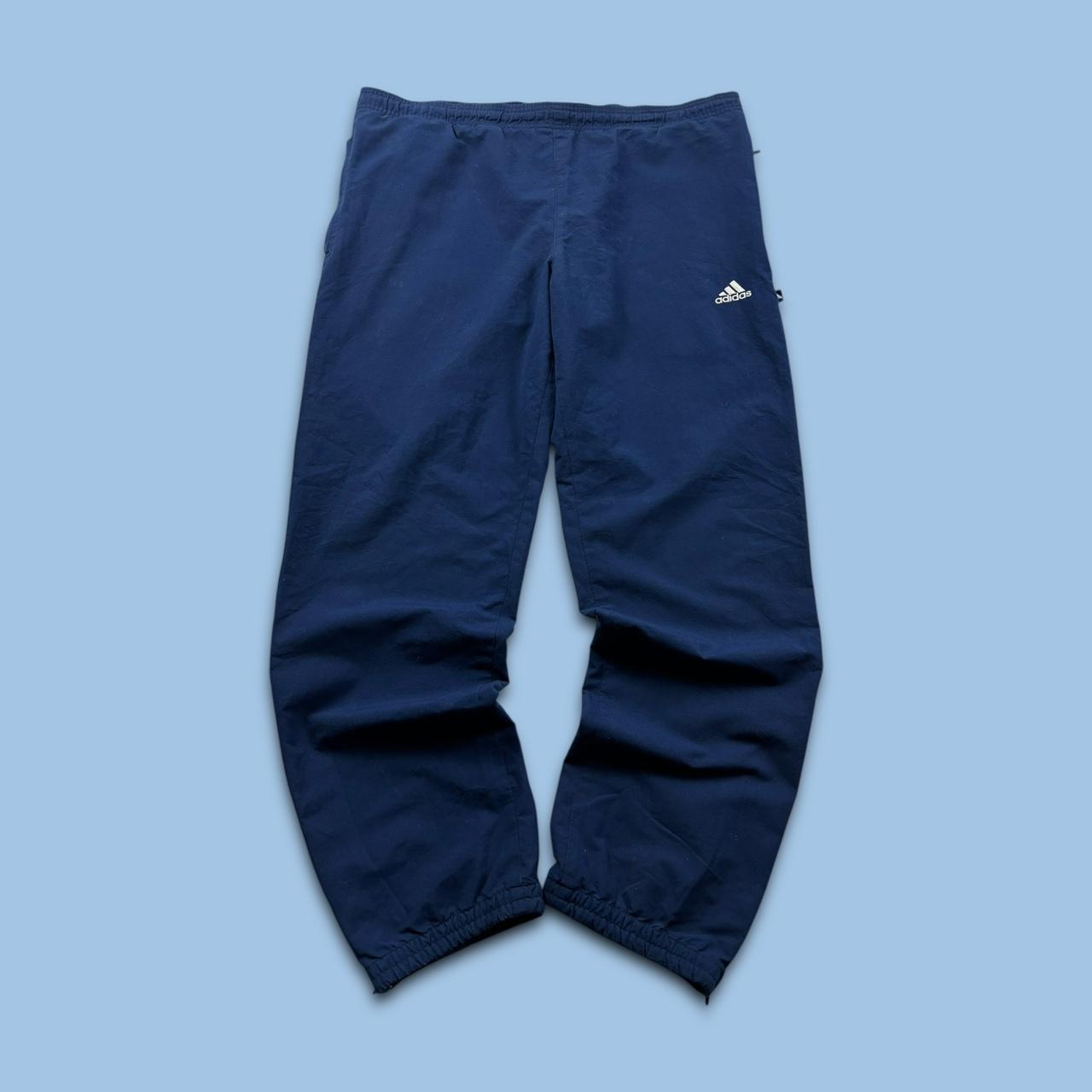 VINTAGE Y2K ADIDAS BAGGY TRACKSUIT BOTTOMS NAVY BLUE
