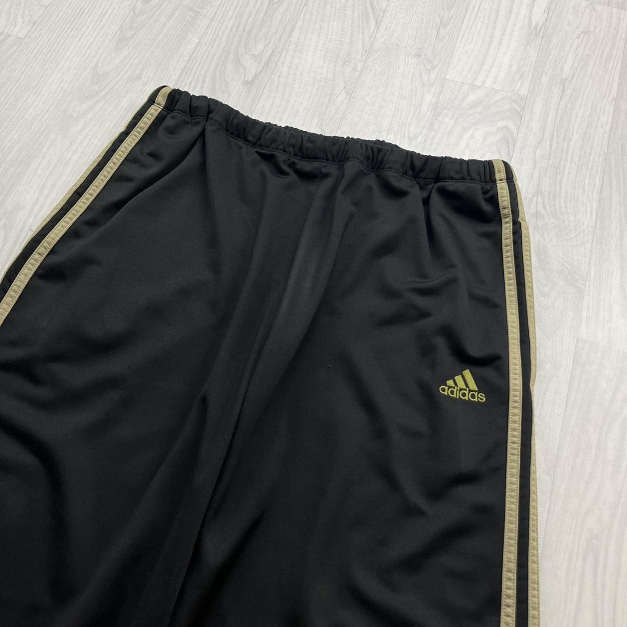 VINTAGE 90s ADIDAS SIDE STRIPE BAGGY TRACKSUIT BOTTOMS BLACK