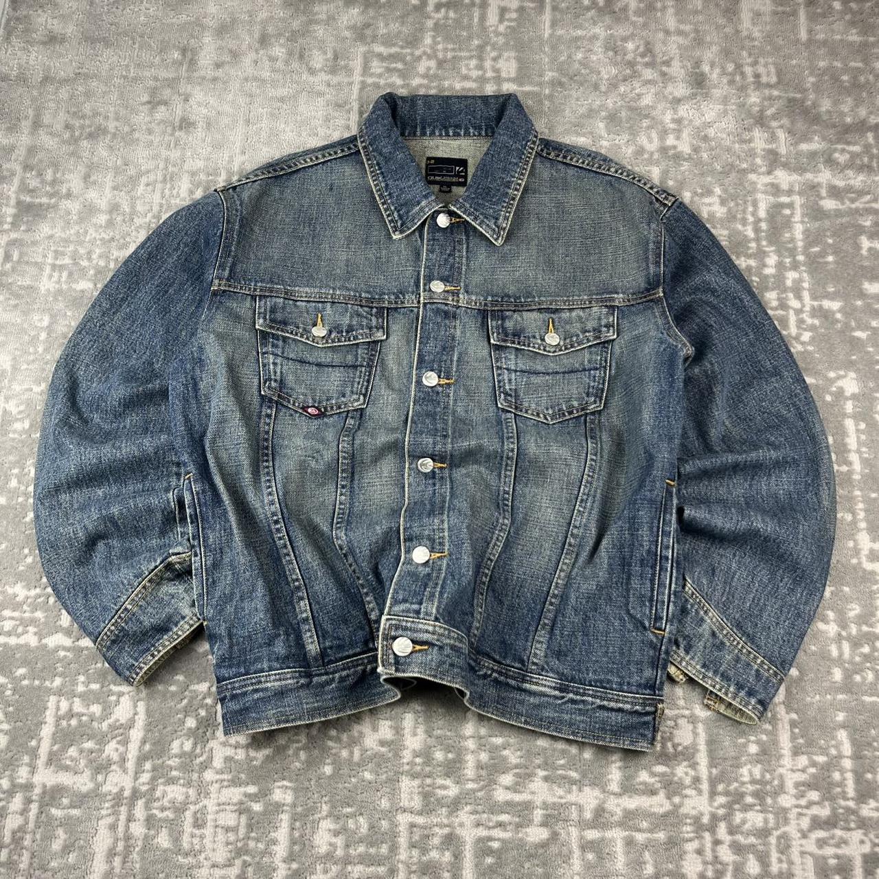 VINTAGE 00s QUIKSILVER BUTTON UP UTILITY DENIM JACKET BLUE