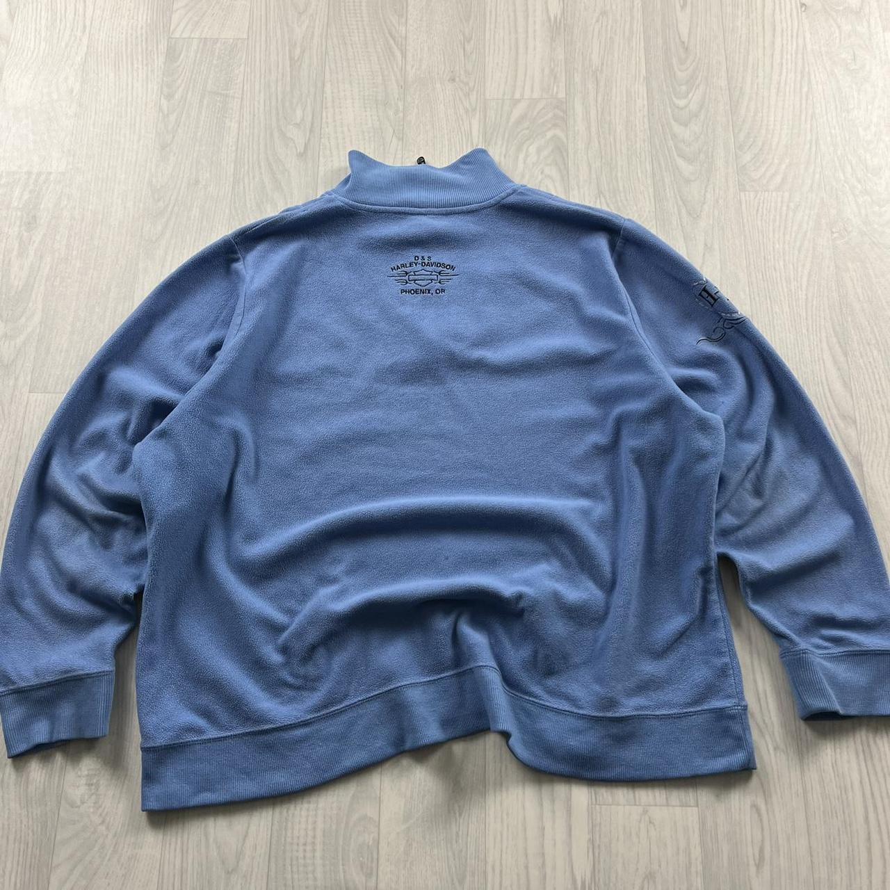 VINTAGE Y2K HARLEY DAVIDSON QUARTER ZIP FLEECE SWEATSHIRT BLUE