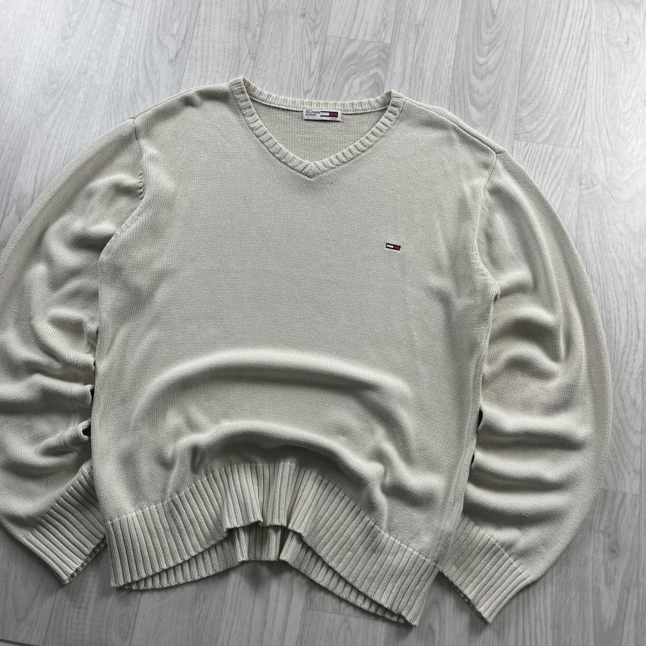 VINTAGE Y2K TOMMY HILFIGER CHUNKY KNITTED JUMPER CREAM