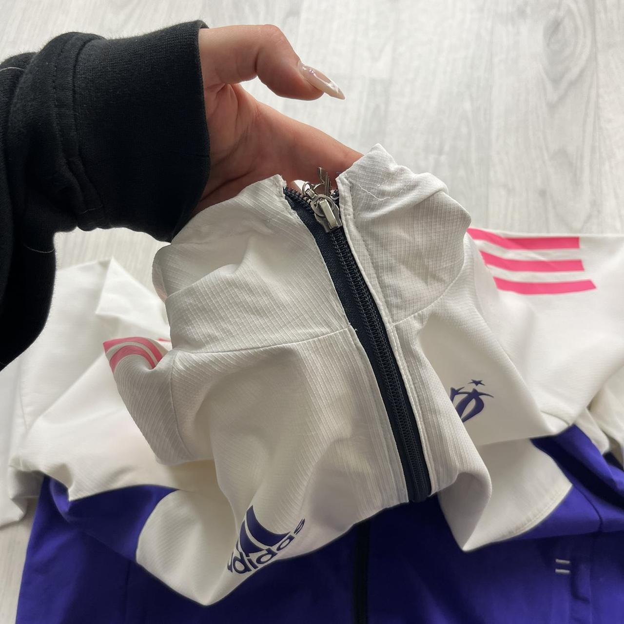 ADIDAS MARSEILLE FOOTBALL WINDBREAKER TRACK JACKET WHITE / PURPLE