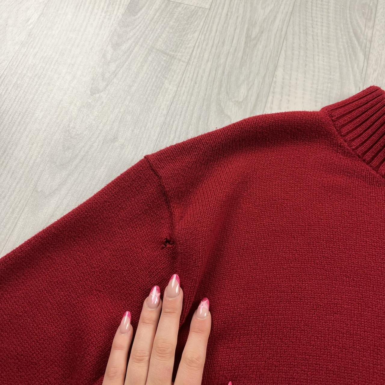 VINTAGE Y2K POLO RALPH LAUREN CHUNKY QUARTER ZIP KNITTED JUMPER RED