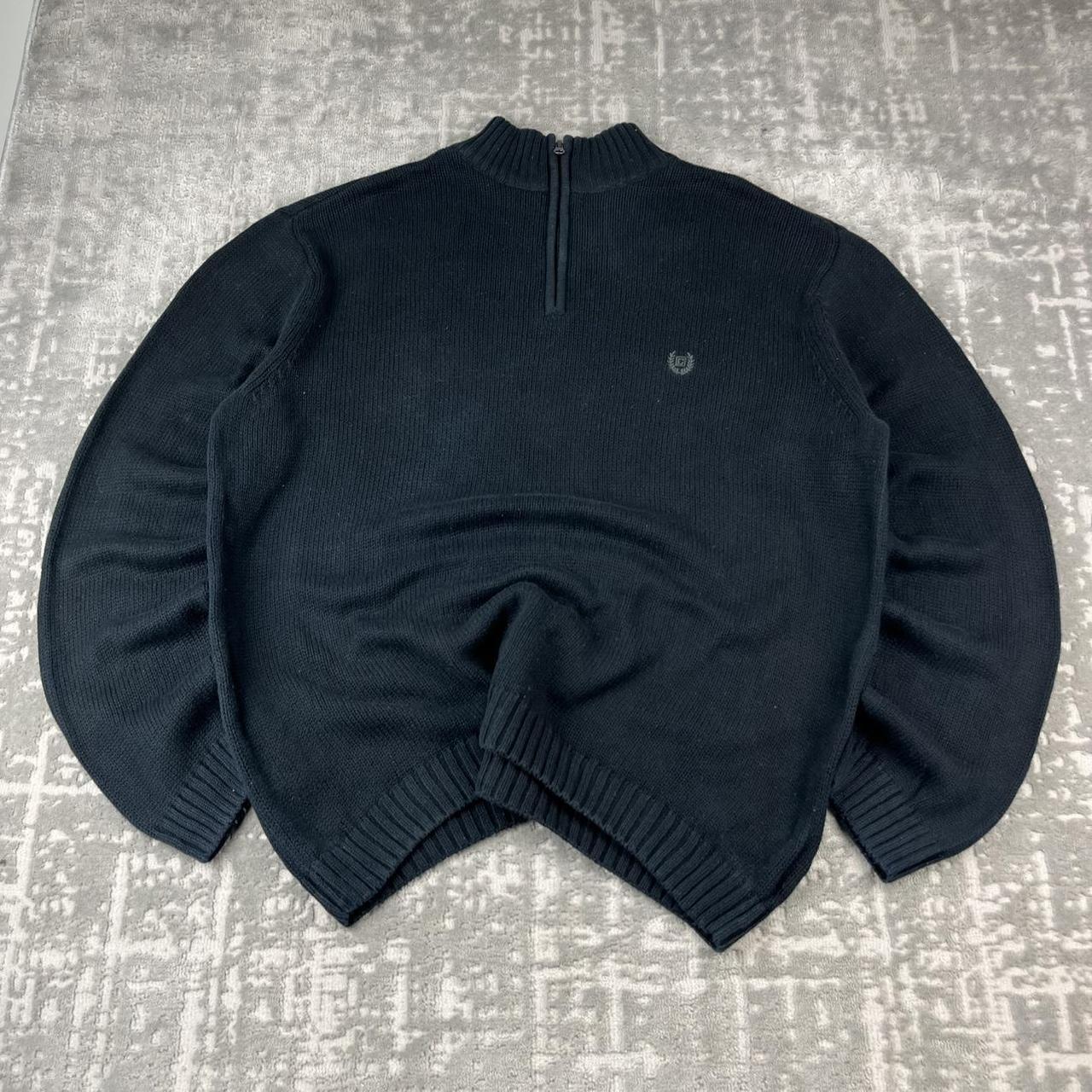 VINTAGE Y2K CHAPS HEAVYWEIGHT QUARTER ZIP KNITTED JUMPER BLACK