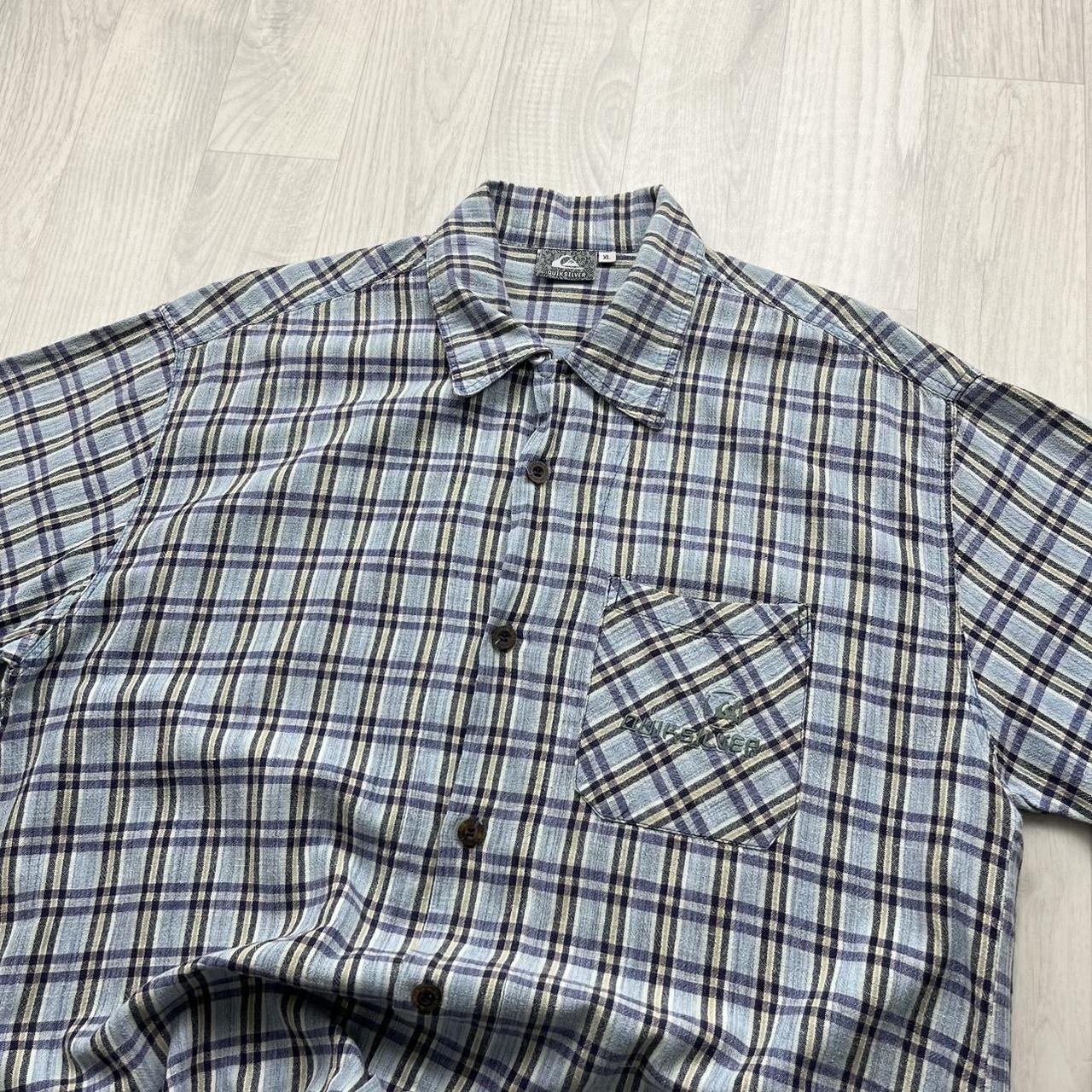 VINTAGE 90s QUIKSILVER PLAID SHORT SLEEVE SHIRT BLUE