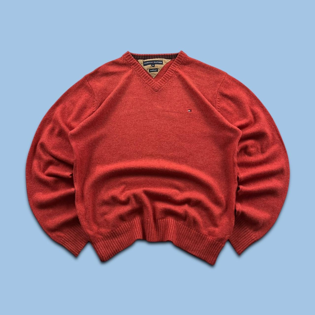 VINTAGE Y2K TOMMY HILFIGER CHUNKY KNITTED JUMPER RED
