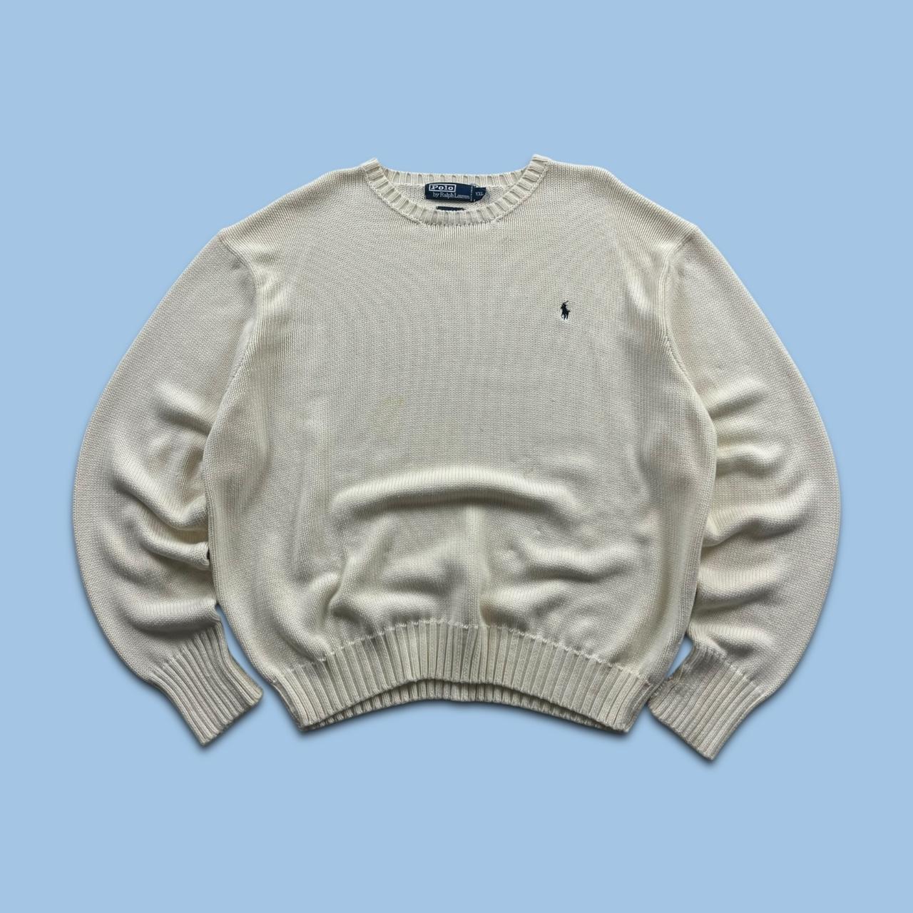 VINTAGE Y2K POLO RALPH LAUREN CHUNKY KNITTED JUMPER CREAM