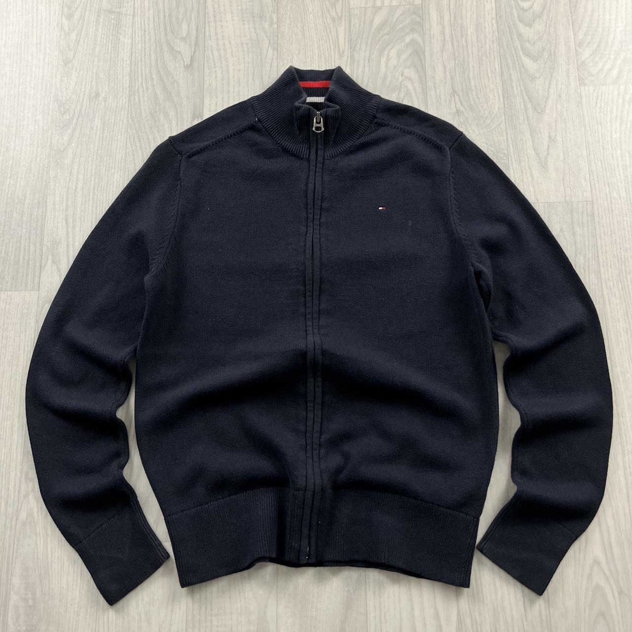VINTAGE Y2K TOMMY HILFIGER ZIP KNITTED JUMPER NAVY