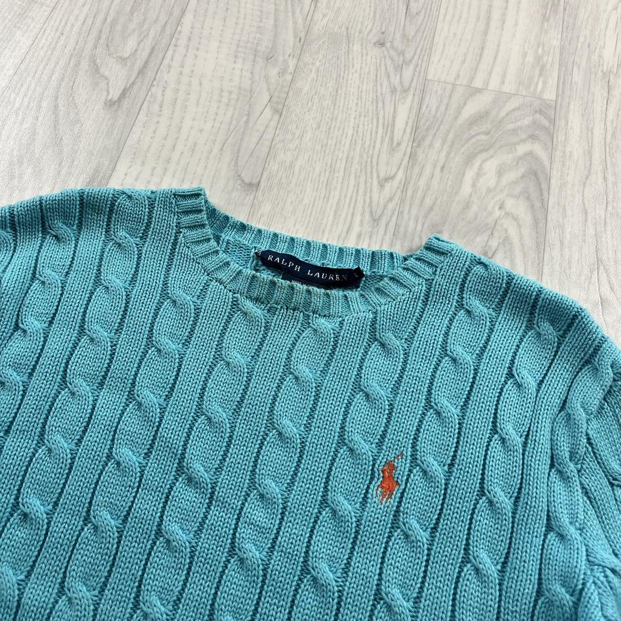 VINTAGE Y2K RALPH LAUREN CHUNKY CABLE KNITTED JUMPER TURQUOISE