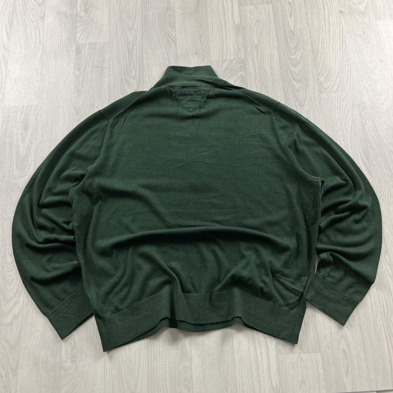 VINTAGE Y2K TOMMY HILFIGER QUARTER ZIP KNITTED JUMPER GREEN