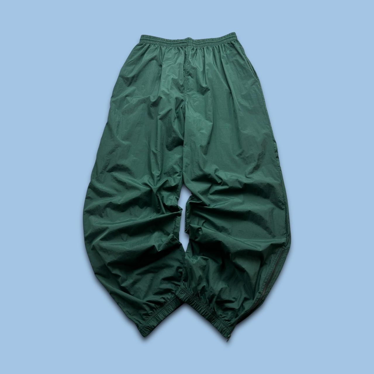 VINTAGE Y2K CHAMPION BAGGY SHELL TRACKSUIT BOTTOMS GREEN
