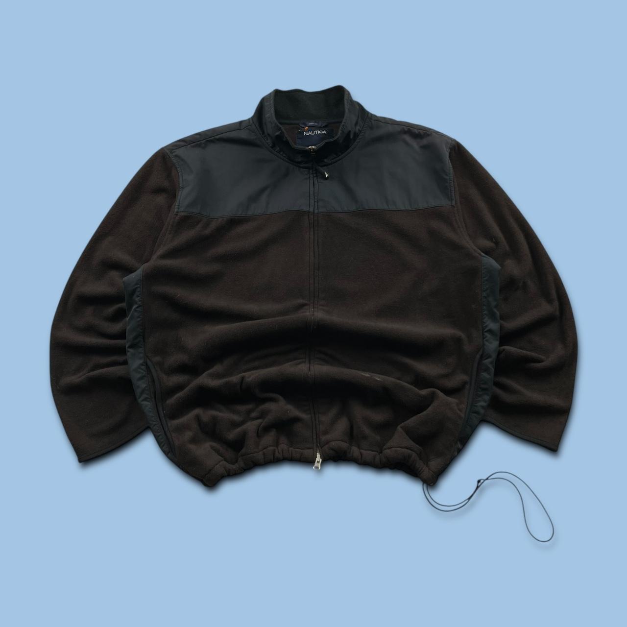 VINTAGE Y2K NAUTICA ZIP UP TECHNICAL FLEECE BROWN BLACK