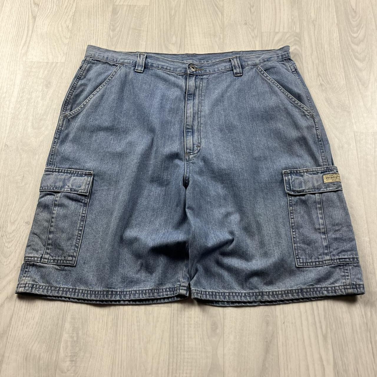 VINTAGE 00s WRANGLER BAGGY LOOSE CARGO JORTS BLUE