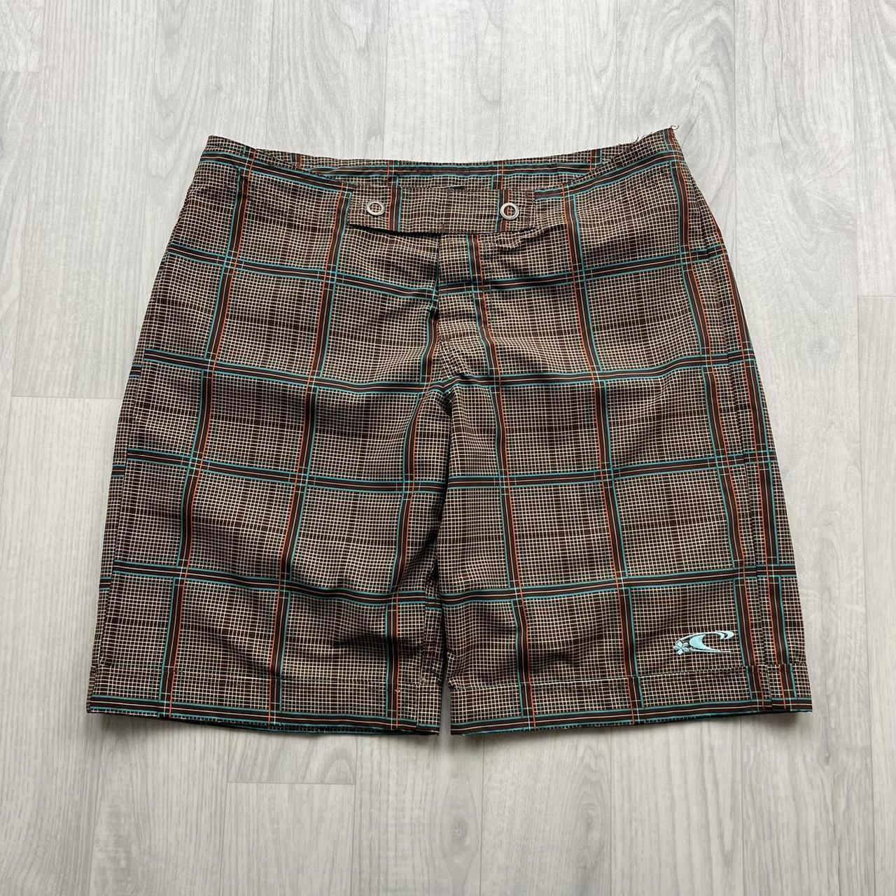 VINTAGE Y2K O’NEILL BAGGY CHECKERED BOARD SHORTS BROWN