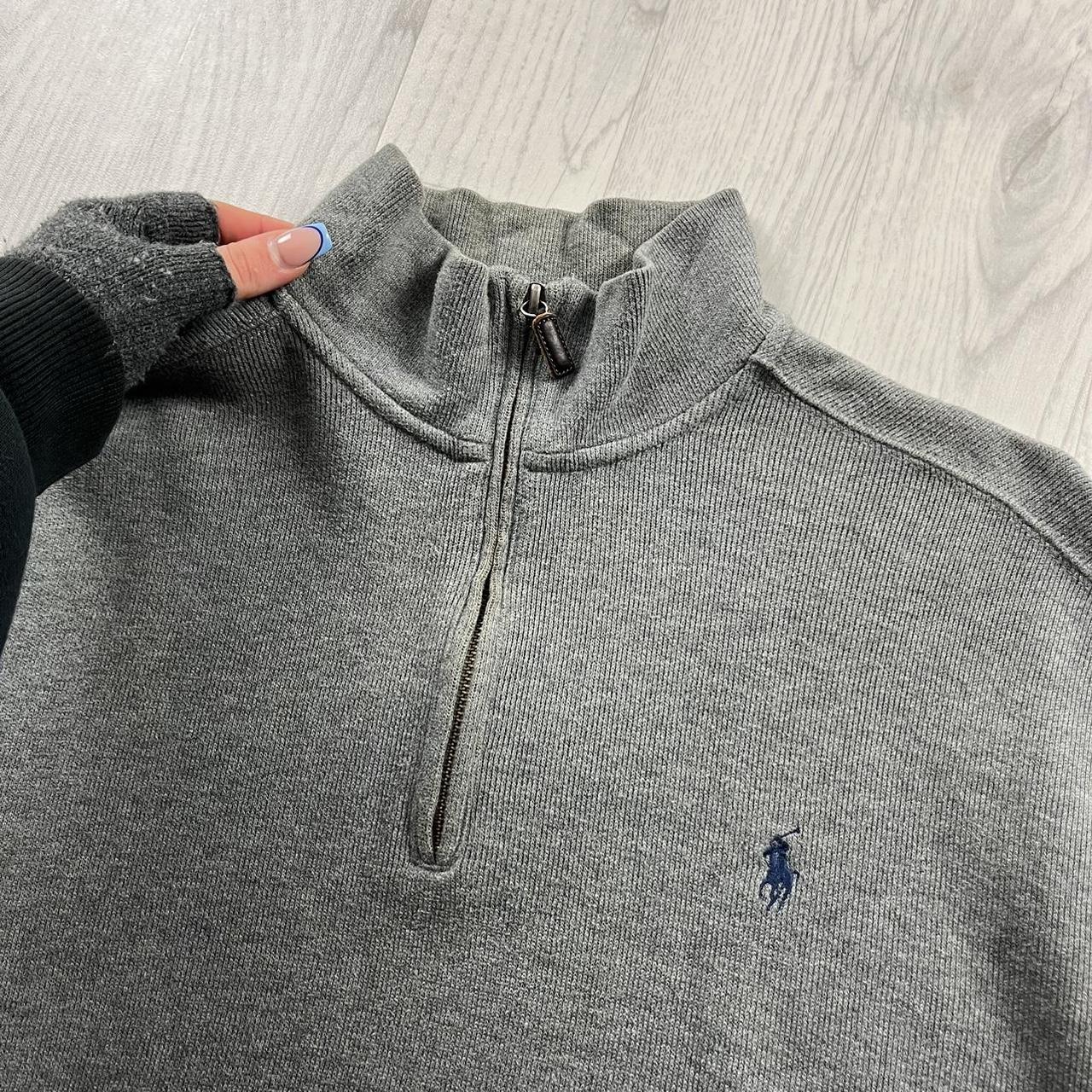 VINTAGE Y2K POLO RALPH LAUREN QUARTER ZIP KNITTED JUMPER GREY