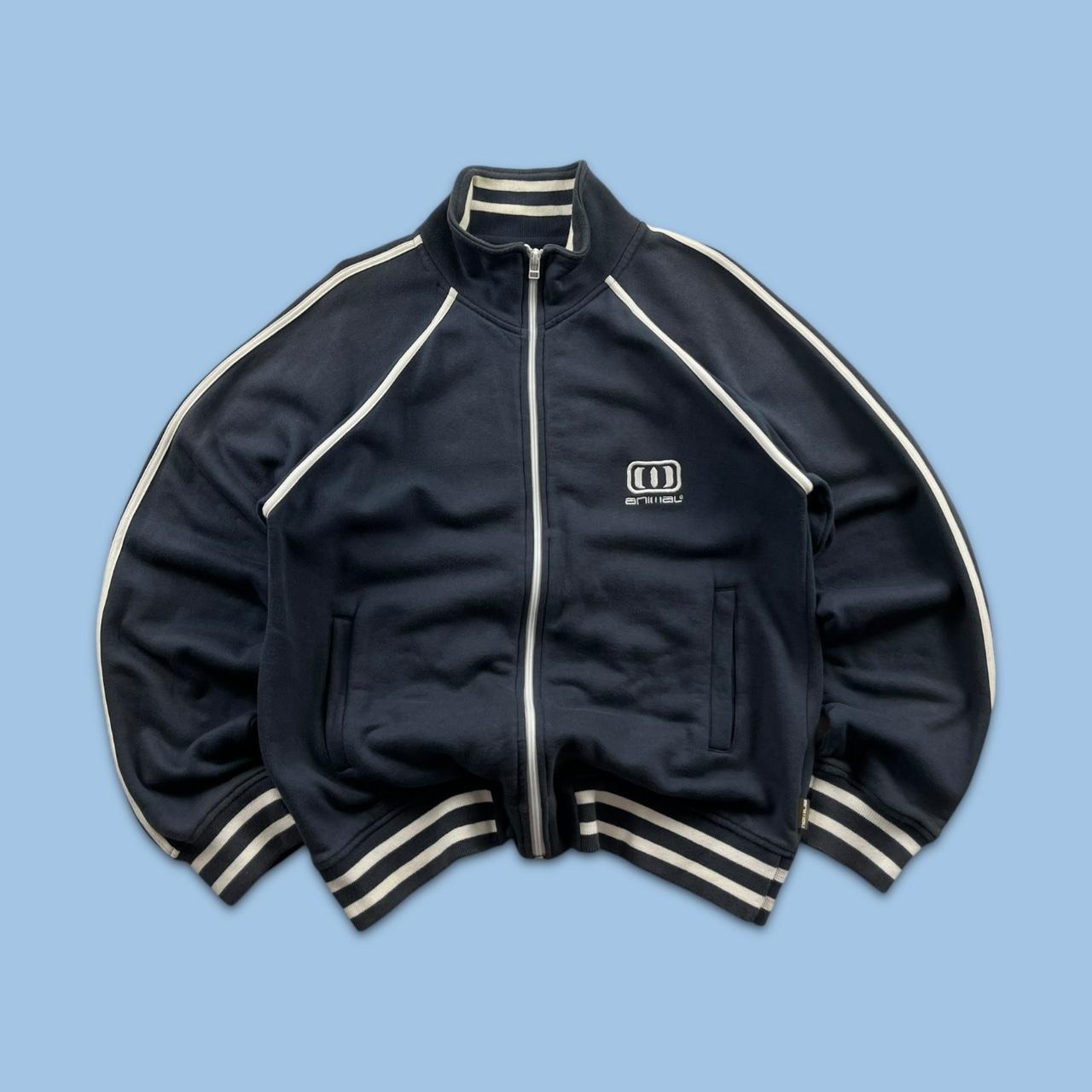 VINTAGE Y2K ANIMAL STRIPED ZIP SWEATSHIRT NAVY