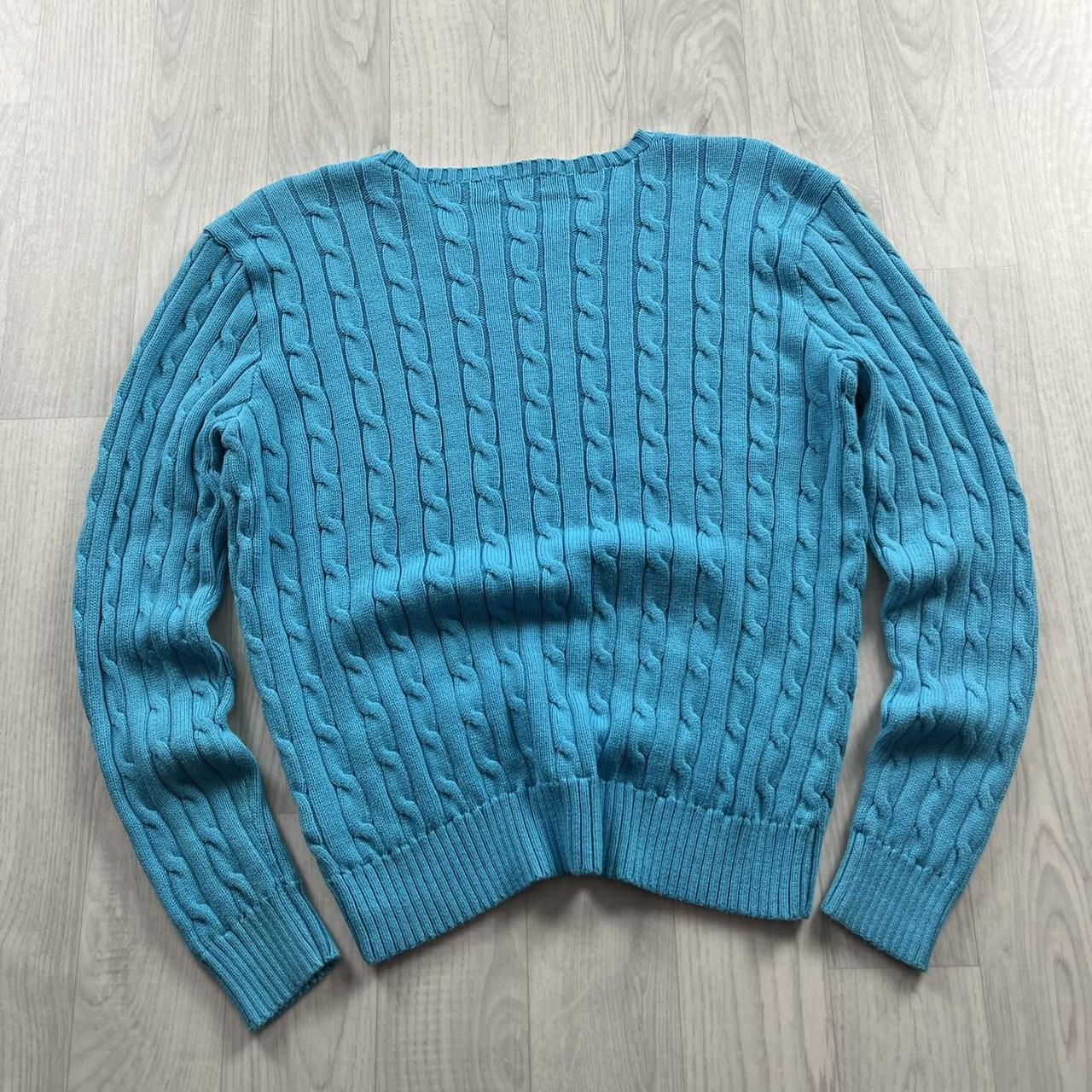 VINTAGE Y2K POLO RALPH LAUREN CHUNKY CABLE KNITTED JUMPER BLUE