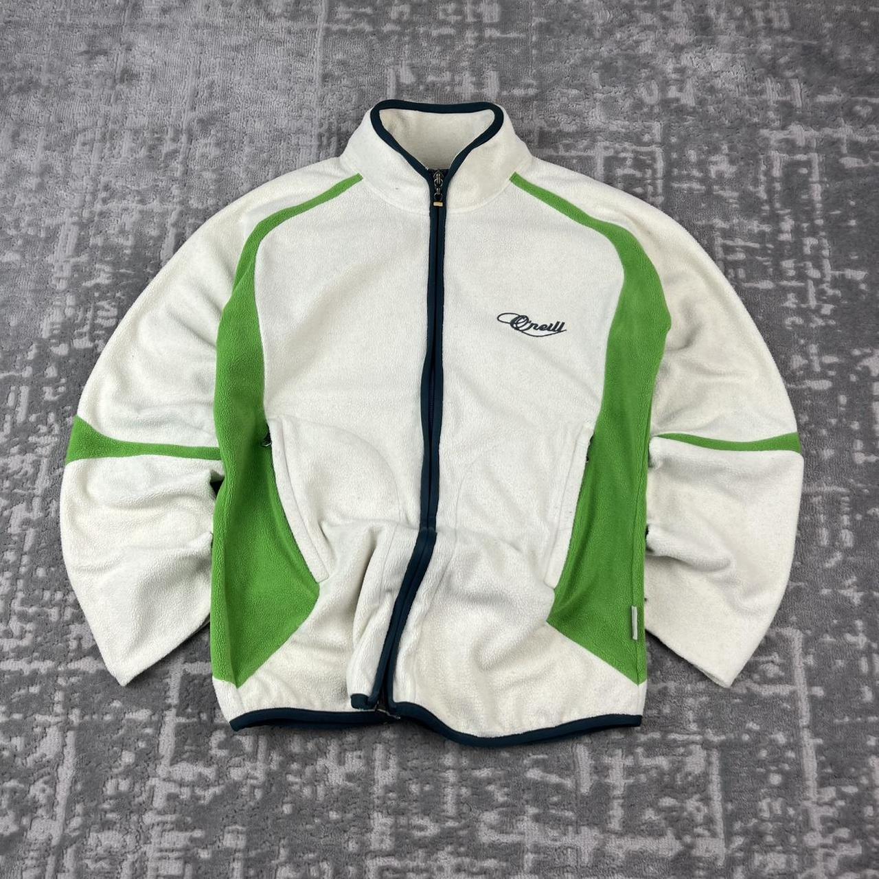 VINTAGE Y2K ONEILL ZIP UP FLEECE CREAM / GREEN