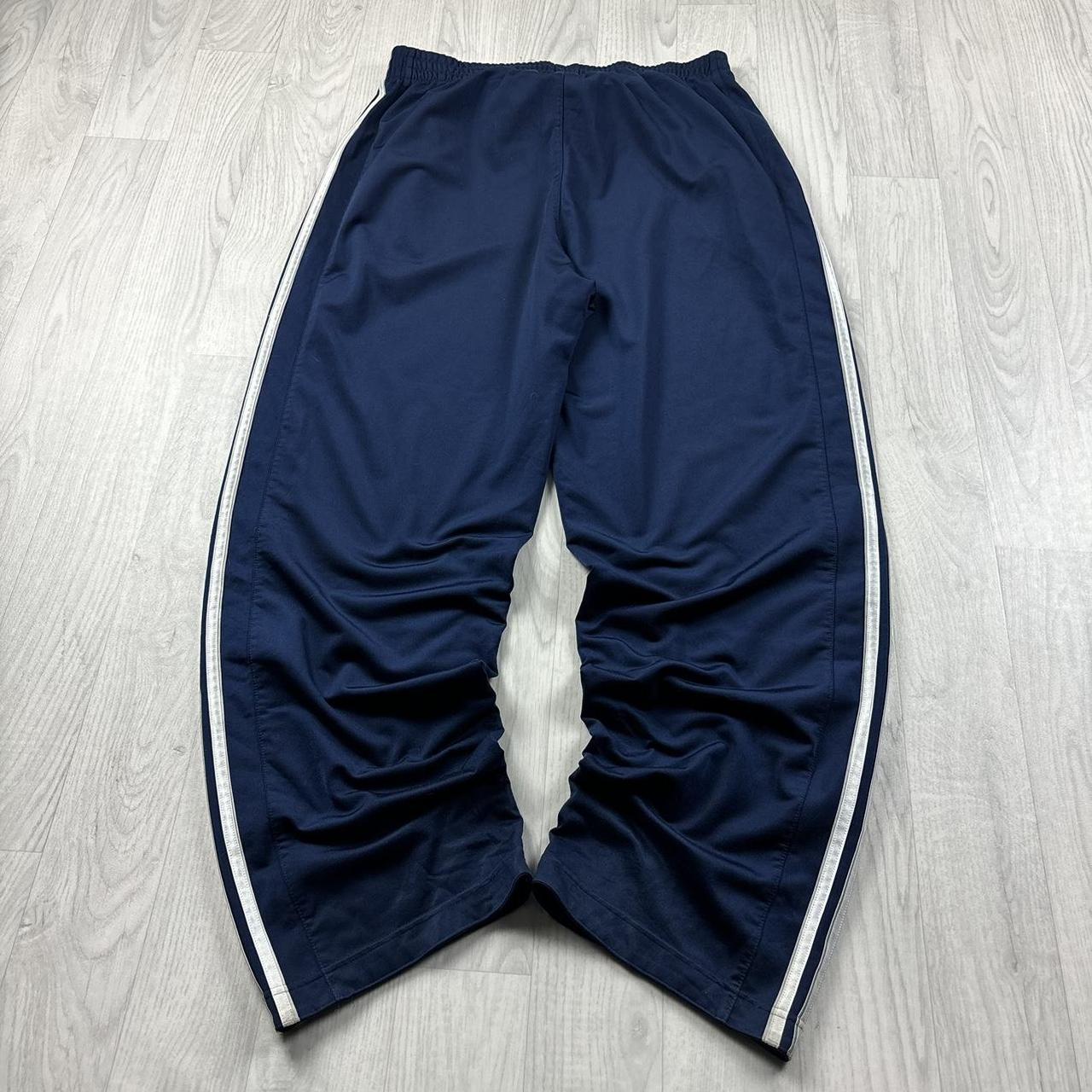 VINTAGE Y2K ADIDAS WIDE LEG BAGGY TRACKSUIT BOTTOMS NAVY BLUE