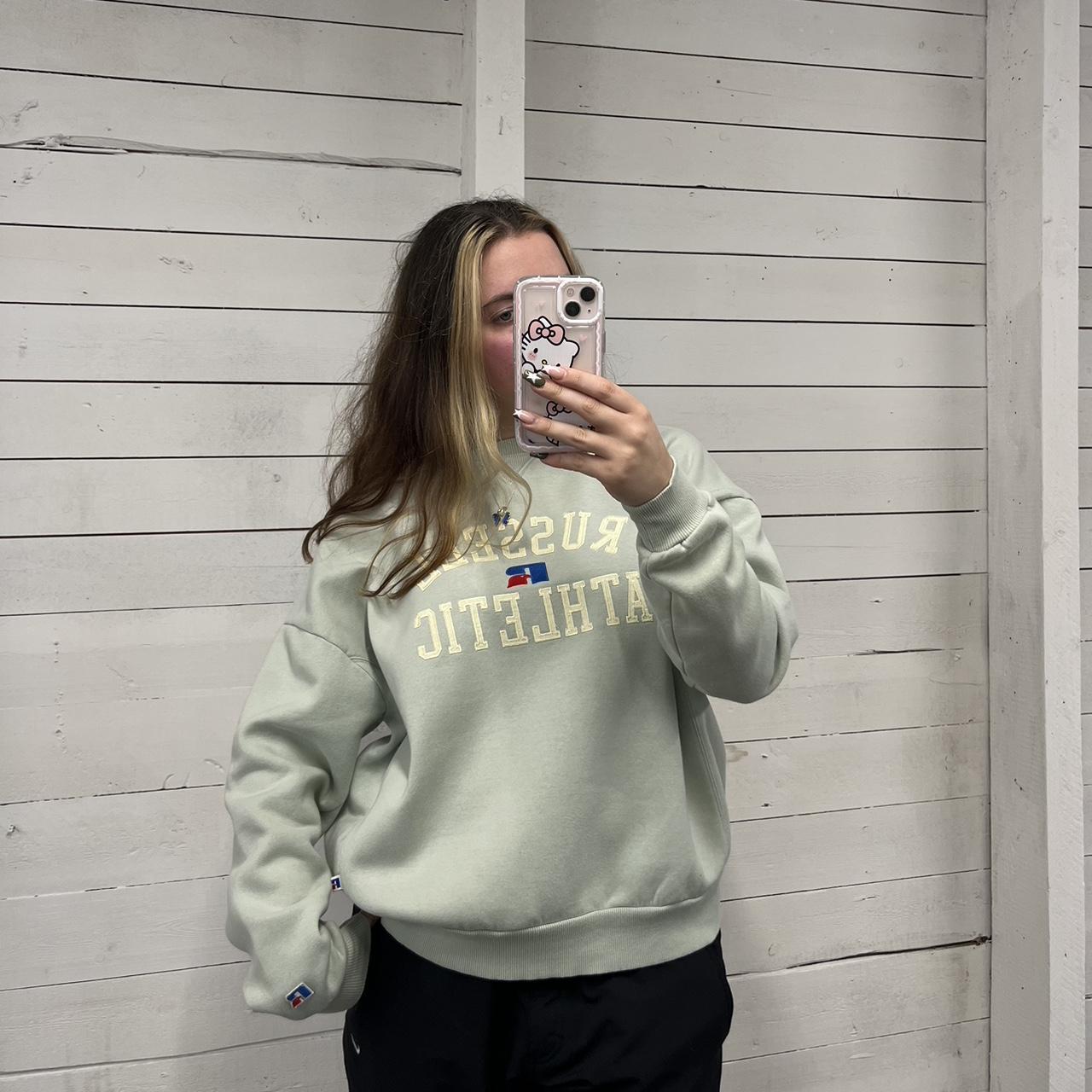 VINTAGE Y2K RUSSELL ATHLETIC SPELL OUT SWEATSHIRT PASTEL GREEN
