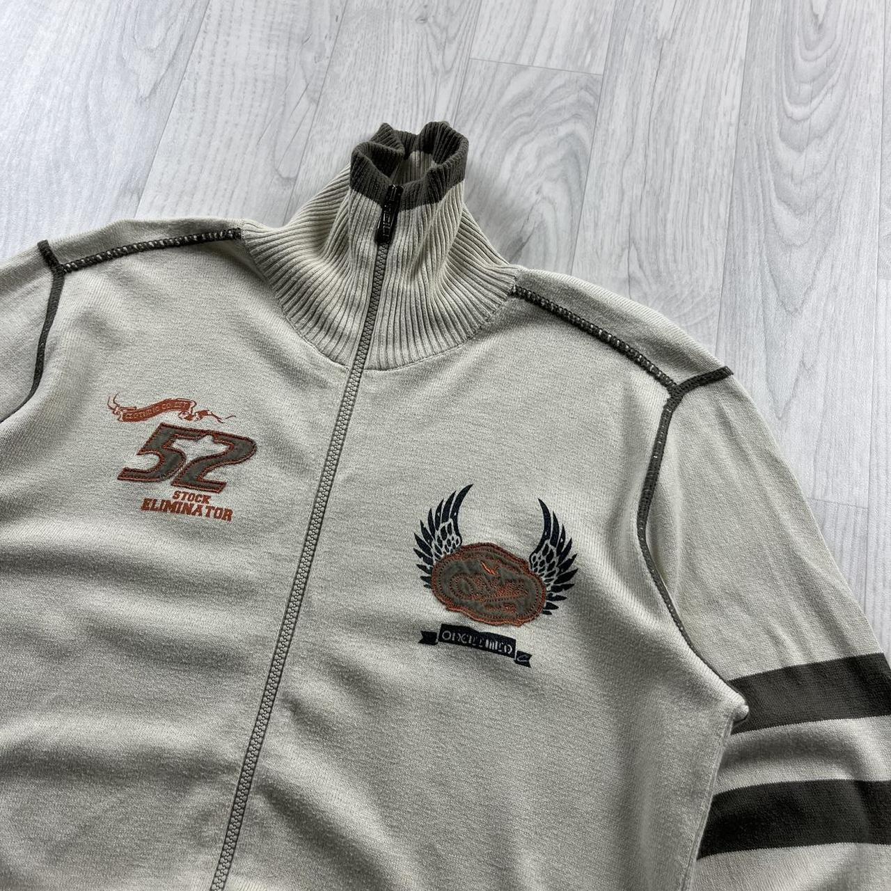 VINTAGE Y2K QUIKSILVER THIN ZIP KNITTED JUMPER BEIGE