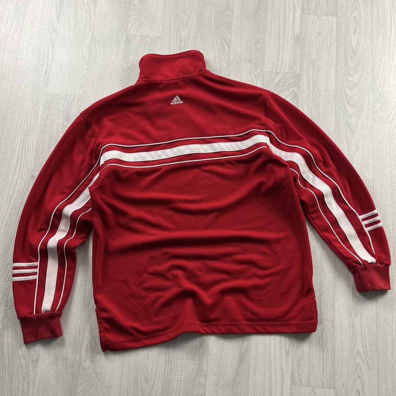 VINTAGE Y2K ADIDAS QUARTER ZIP STRIPED SWEATSHIRT RED WHITE
