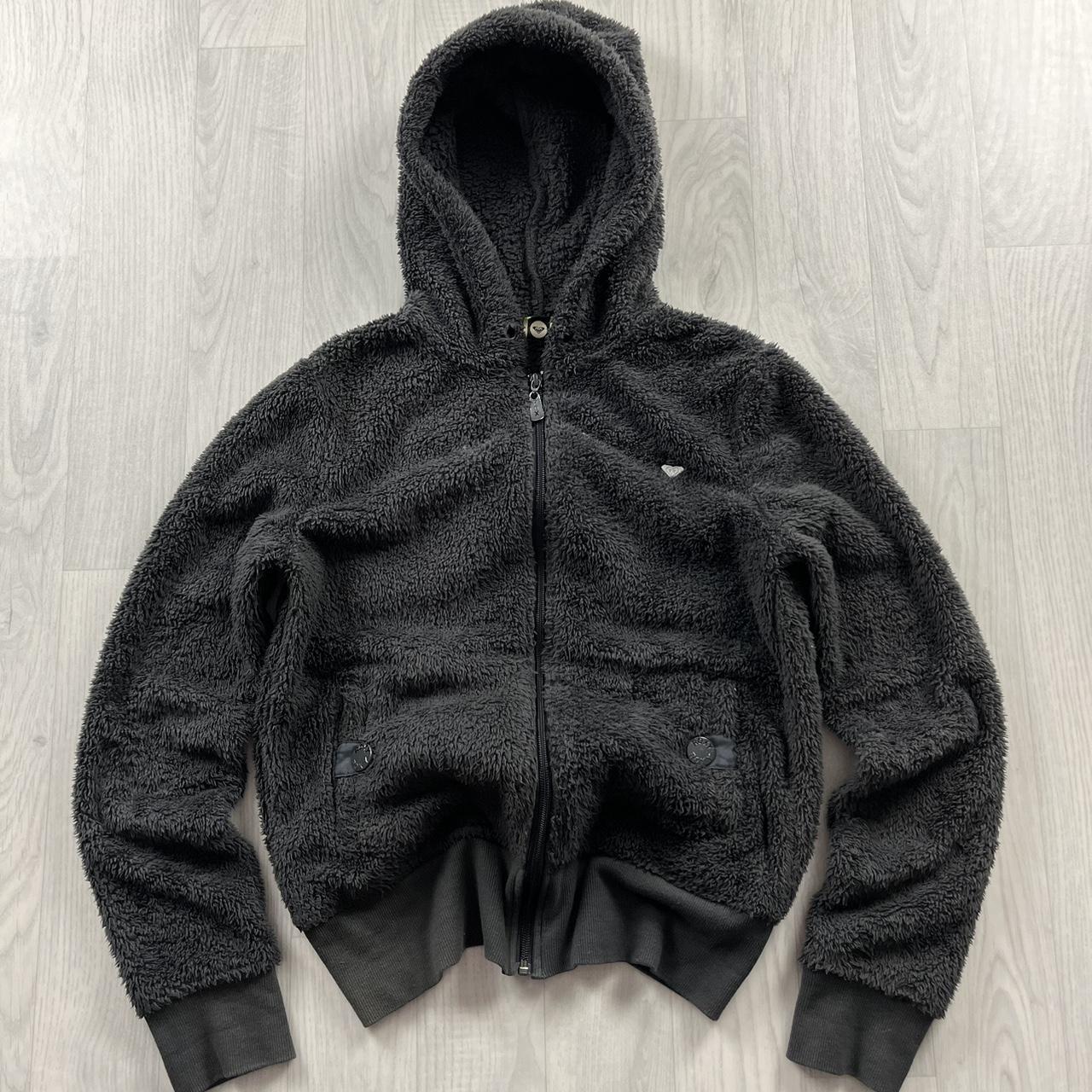VINTAGE Y2K ROXY ZIP FLEECE HOODIE GREY (L)
