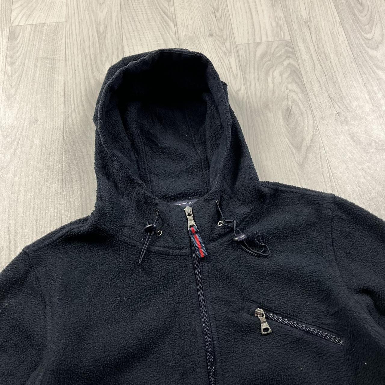 VINTAGE Y2K TOMMY HILFIGER ZIP FLEECE HOODIE BLACK