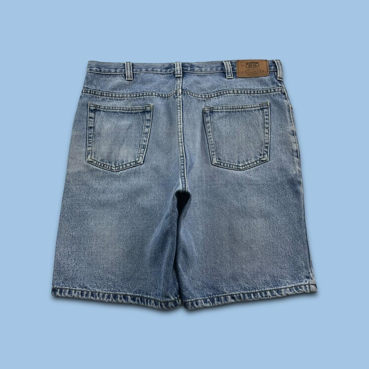 VINTAGE ROUTE 66 BAGGY LOOSE SKATER JORTS BLUE (36w)