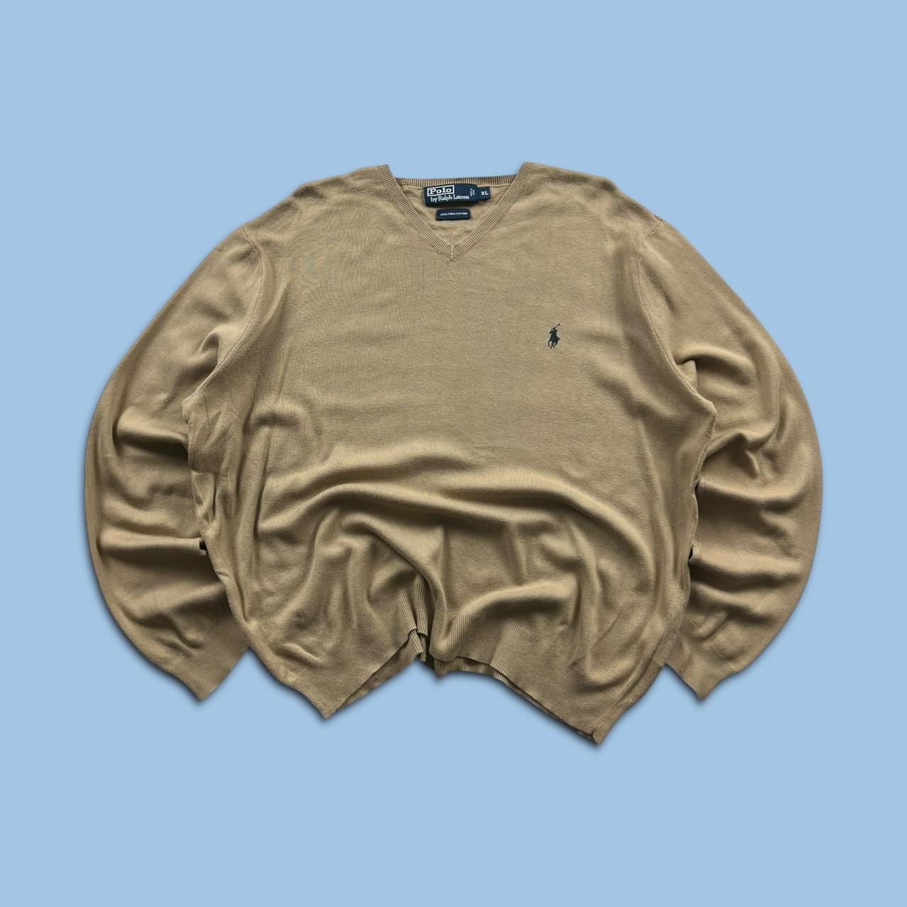VINTAGE Y2K POLO RALPH LAUREN KNITTED JUMPER BEIGE