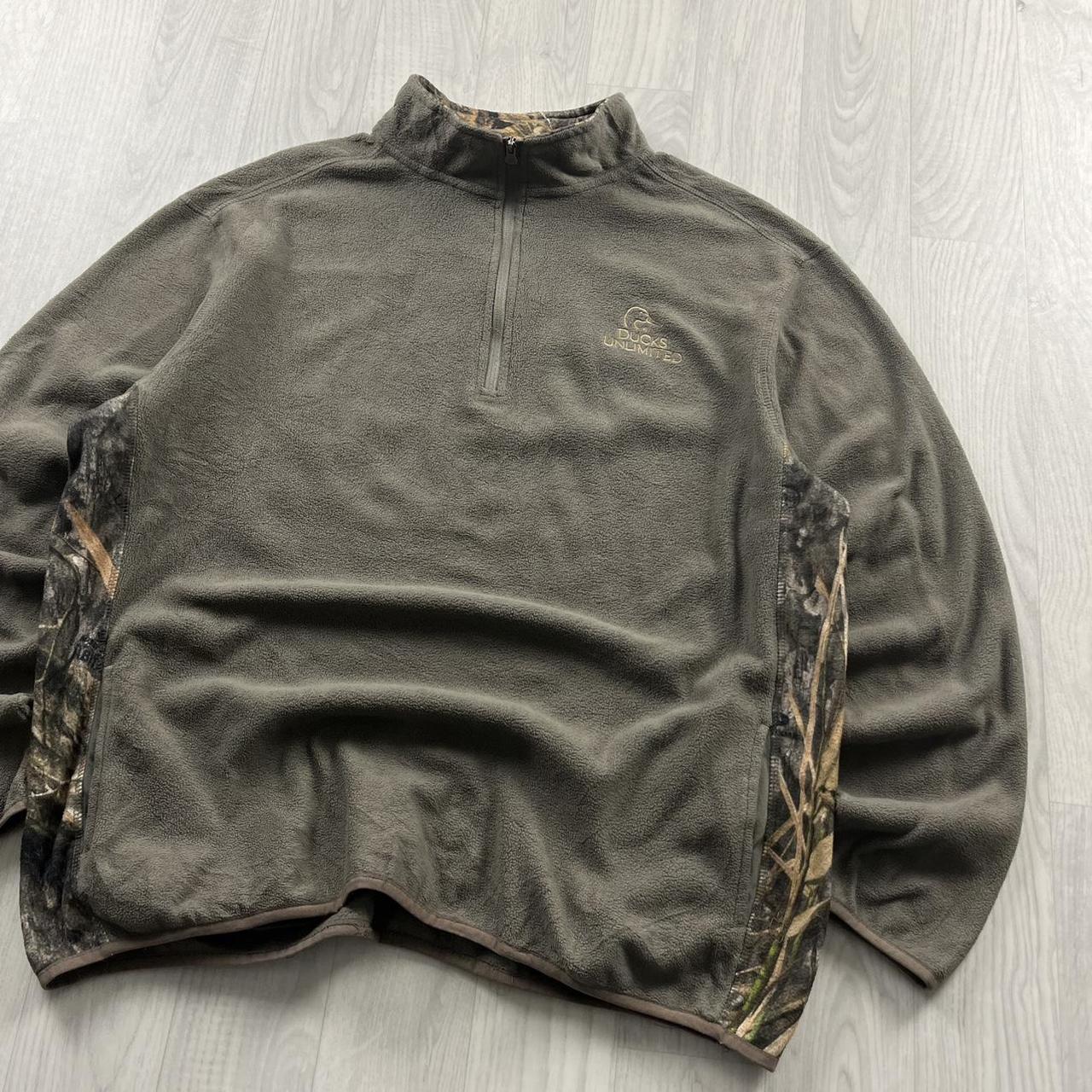 VINTAGE Y2K QUARTER ZIP FLEECE SWEATSHIRT BROWN REAL TREE