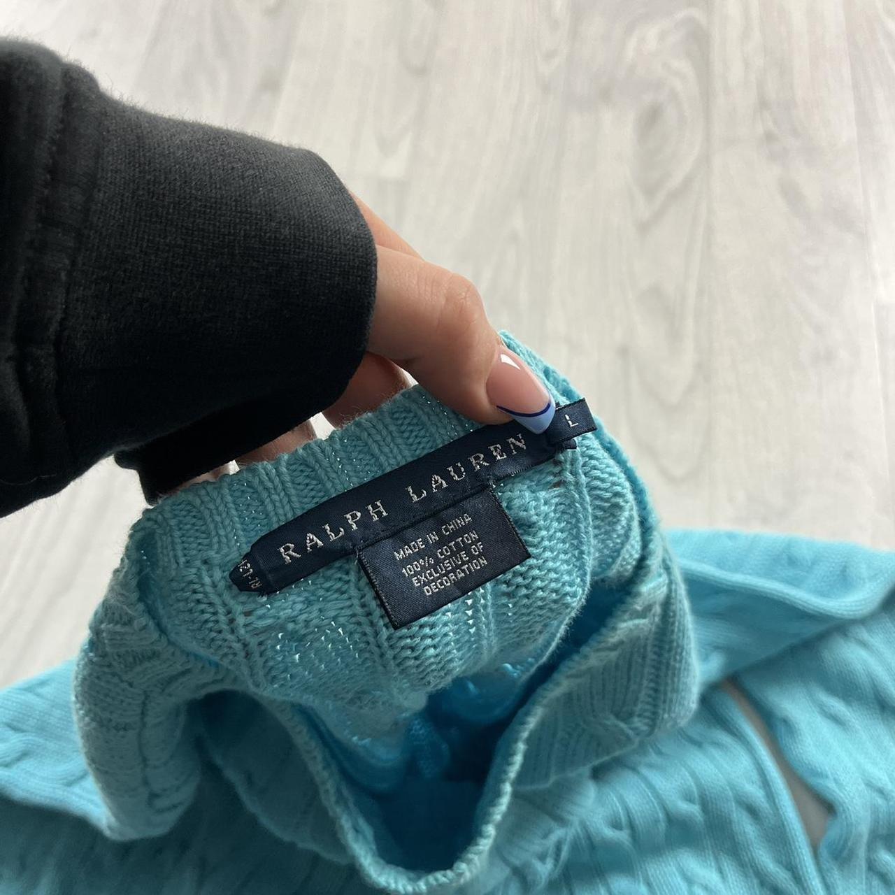 VINTAGE Y2K RALPH LAUREN CHUNKY CABLE KNITTED JUMPER TURQUOISE