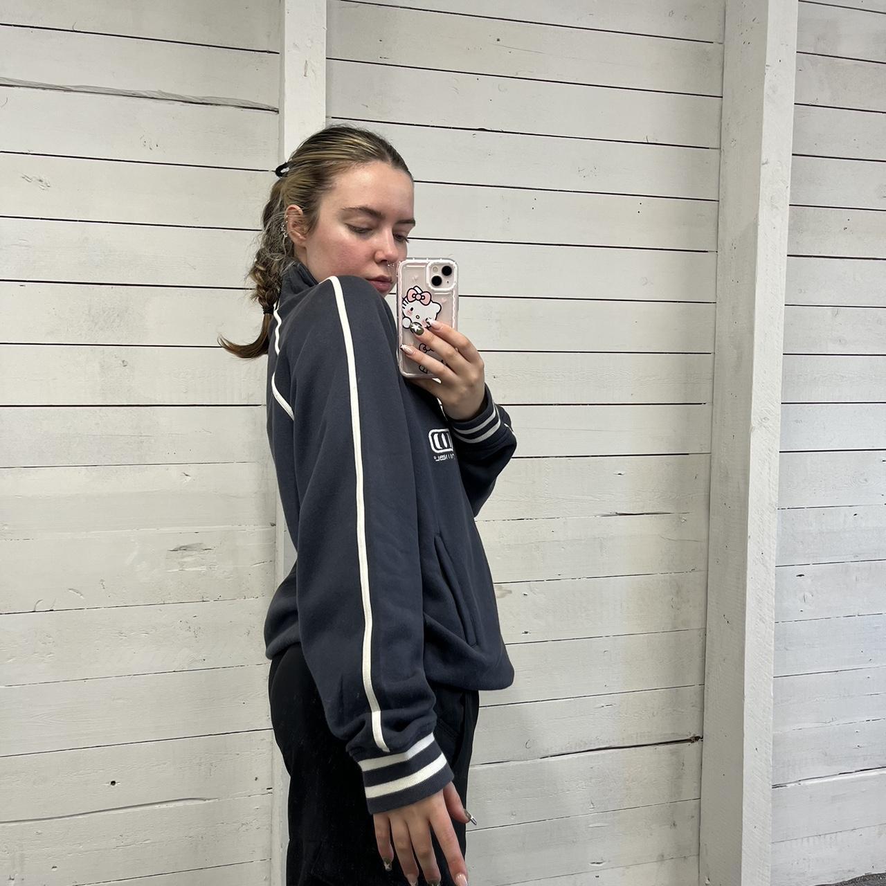 VINTAGE Y2K ANIMAL STRIPED ZIP SWEATSHIRT NAVY