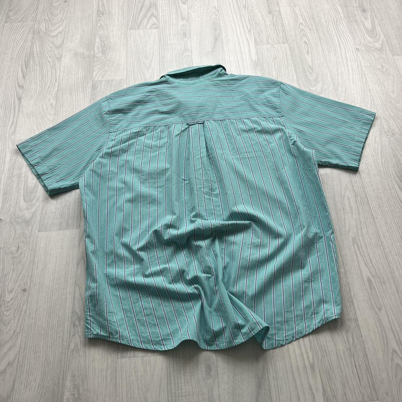 VINTAGE Y2K CHAPS SHORT SLEEVE STRIPED SHIRT TURQUOISE