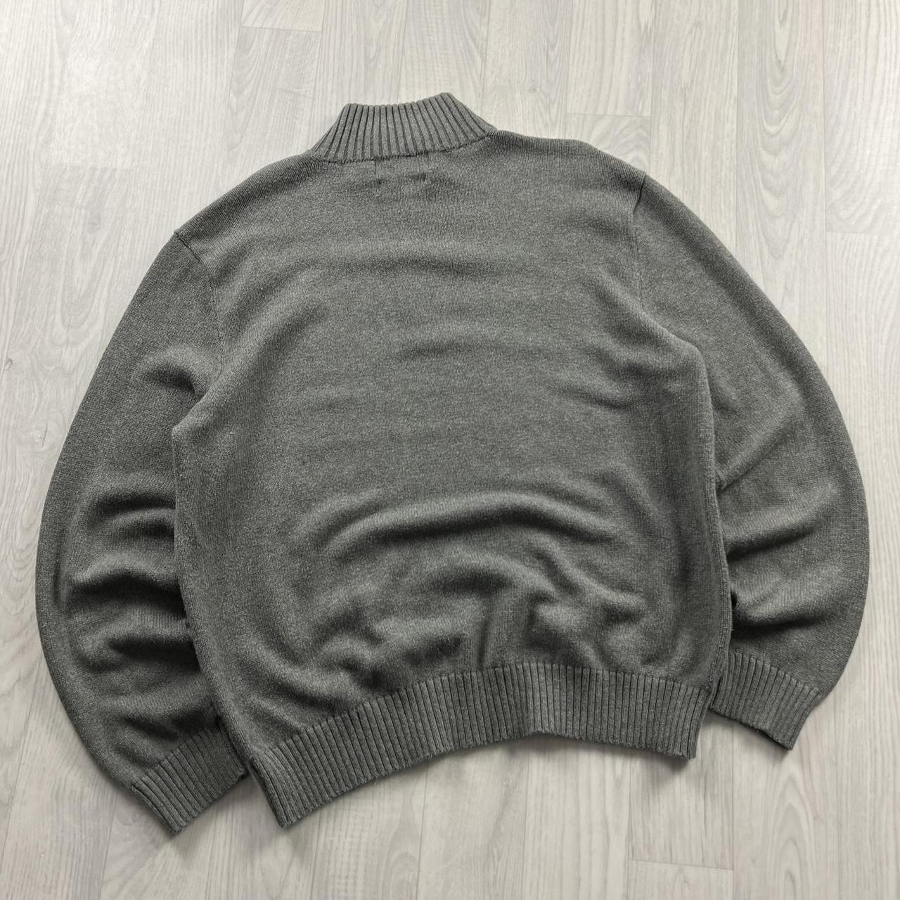 VINTAGE Y2K POLO RALPH LAUREN CHUNKY QUARTER ZIP KNITTED JUMPER GREY
