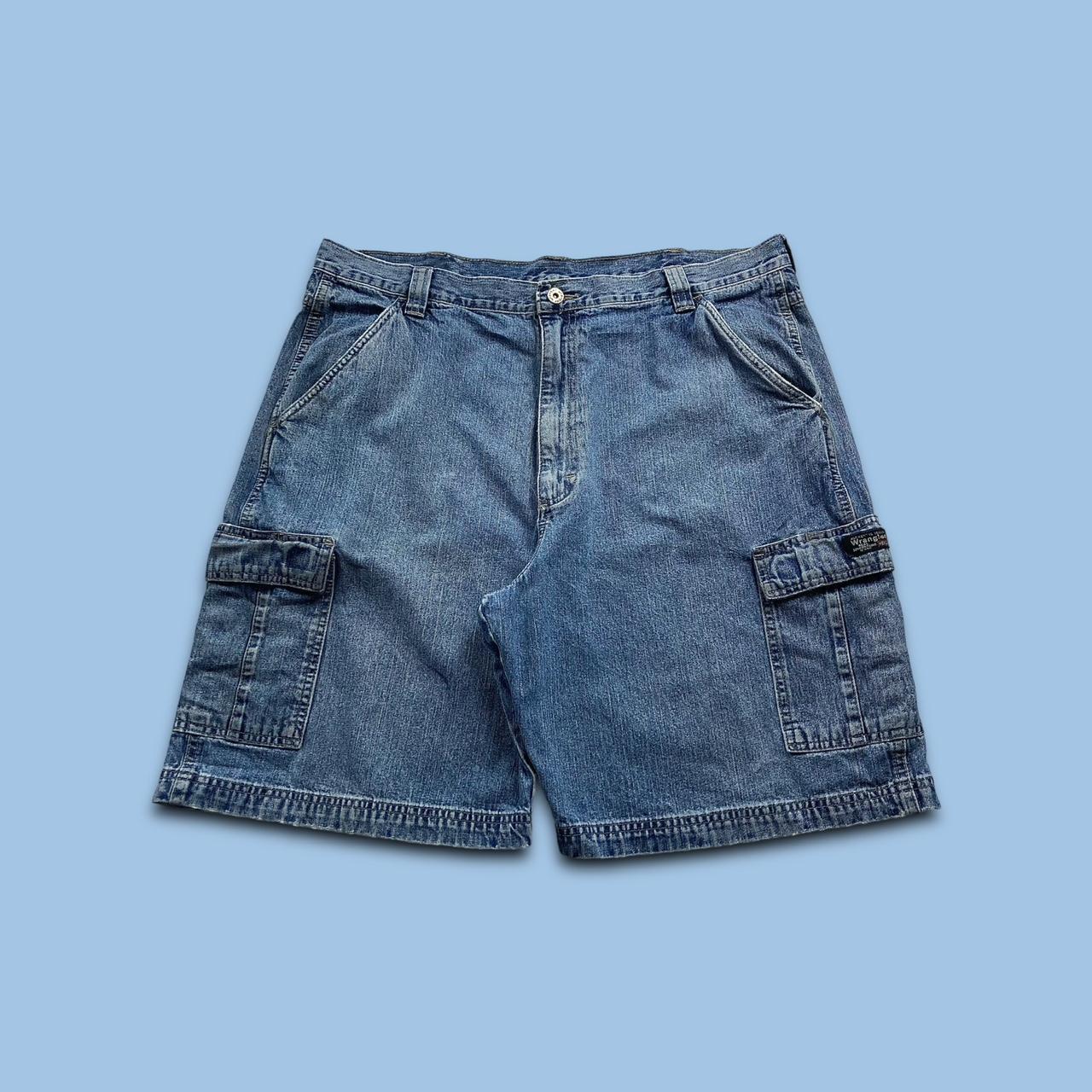 VINTAGE WRANGLER BAGGY CARPENTER JORTS BLUE (38w)