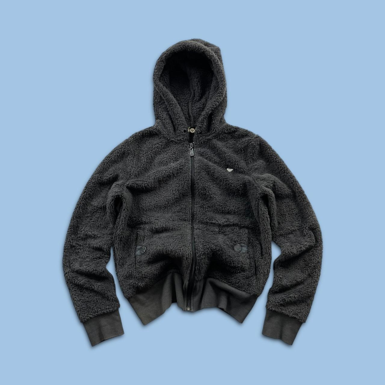 VINTAGE Y2K ROXY ZIP FLEECE HOODIE GREY (L)