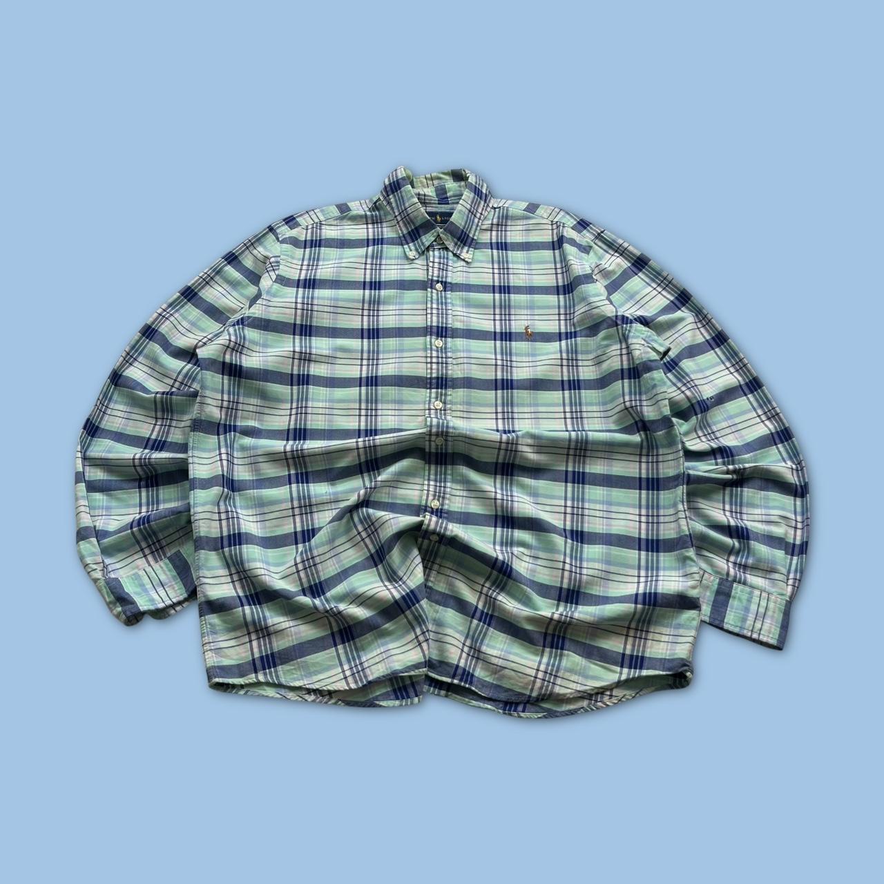 RALPH LAUREN PLAID LONG SLEEVE BUTTON UP SHIRT TURQUOISE